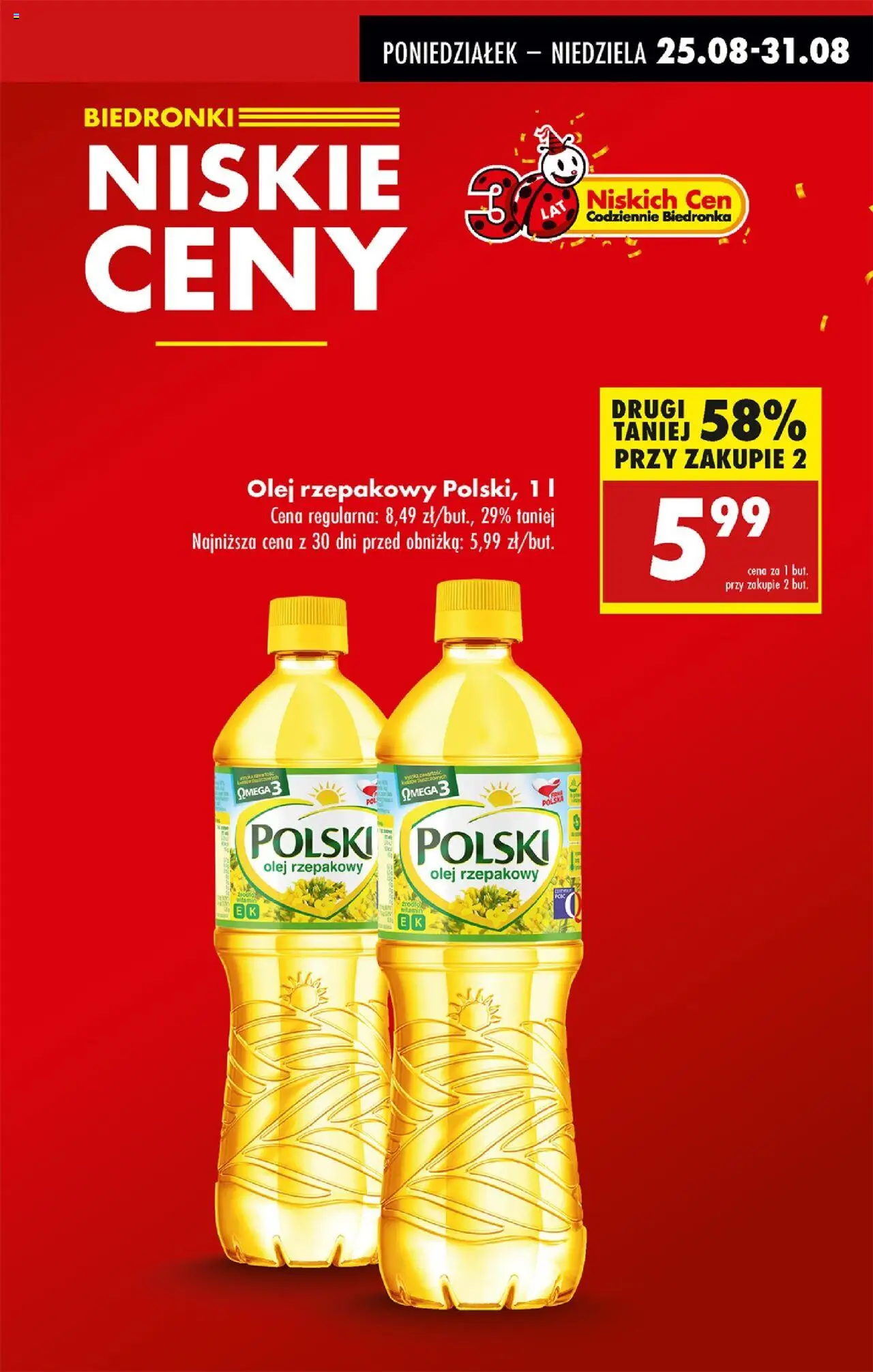 Biedronka gazetka od 25.08.2025 | Strona: 7 | Produkty: Olej rzepakowy, Olej