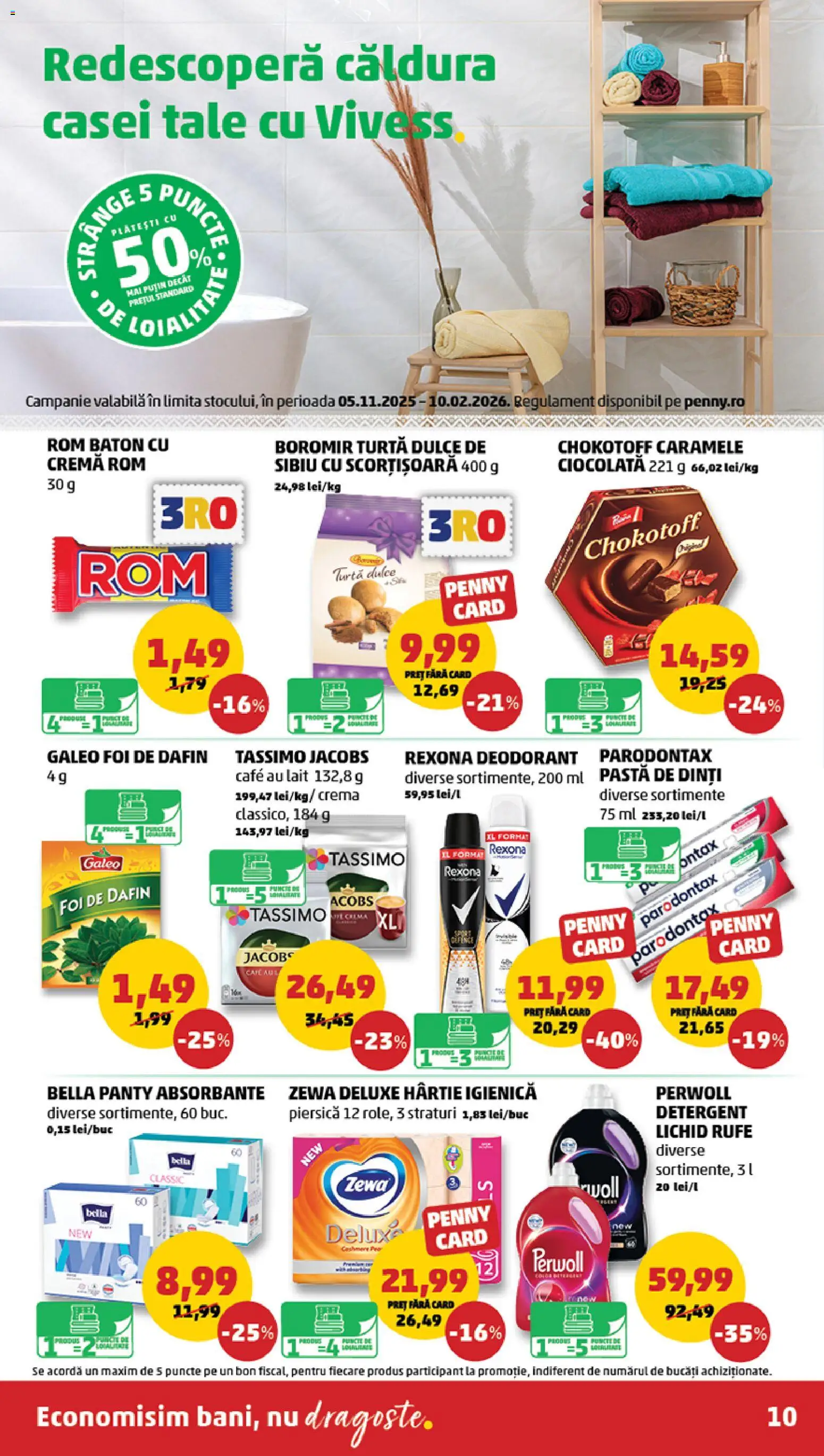 Noul catalog PENNY – valabil de la 26.11.2025 | Pagină: 10 | Produse: Rom, Pastă de dinți, Detergent, Caramele