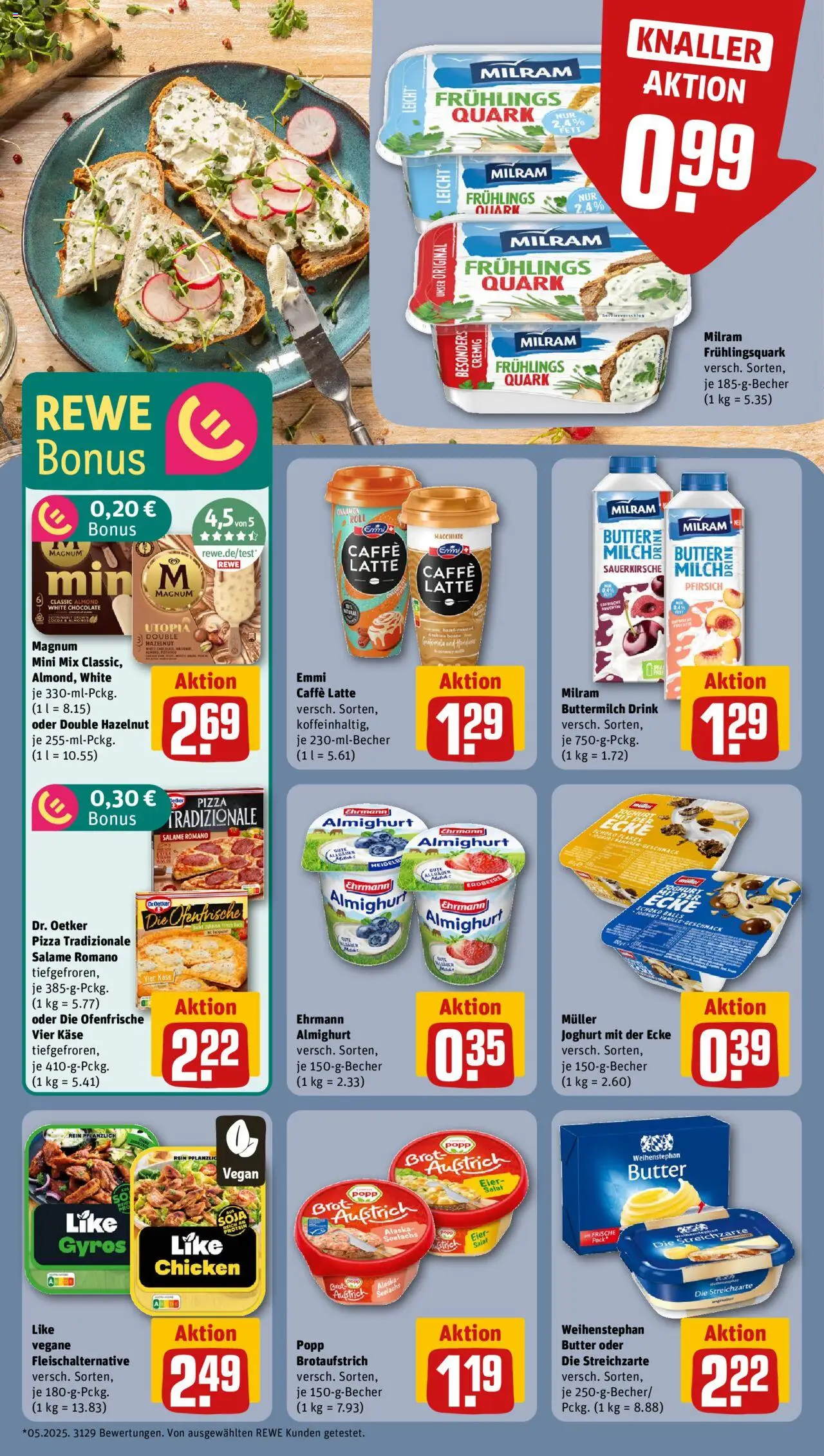 Rewe Prospekt 	 - gültig ab dem 28.07.2025 | Seite: 14 | Produkte: Buttermilch, Quark, Käse, Pfirsich