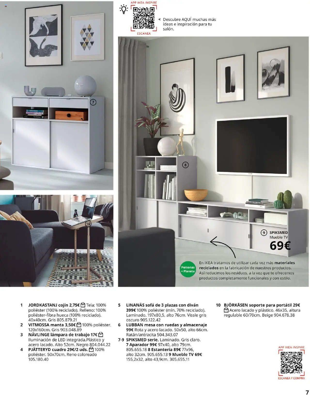 Catálogo IKEA Salones │ válido desde el 01.09.2025 | Página: 7 | Productos: Manta, Cojín, Mesa, Lámpara