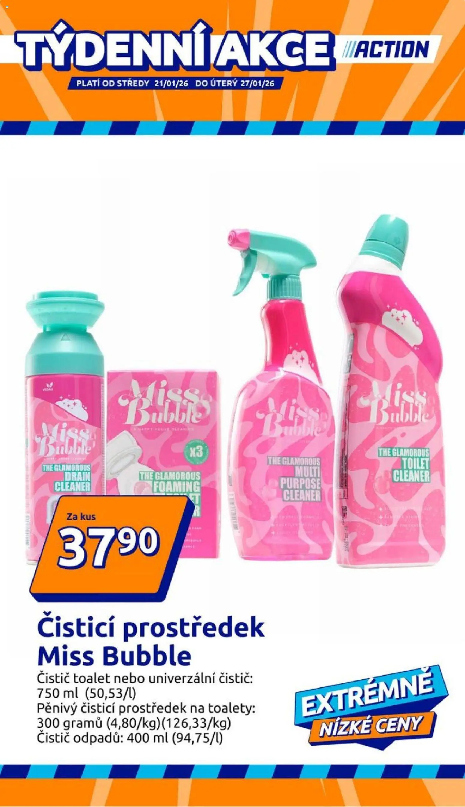 Action leták od 21.01.2026 | Strana: 1 | Produkty: Čistící prostředek, Univerzální čistič, Čistič odpadů