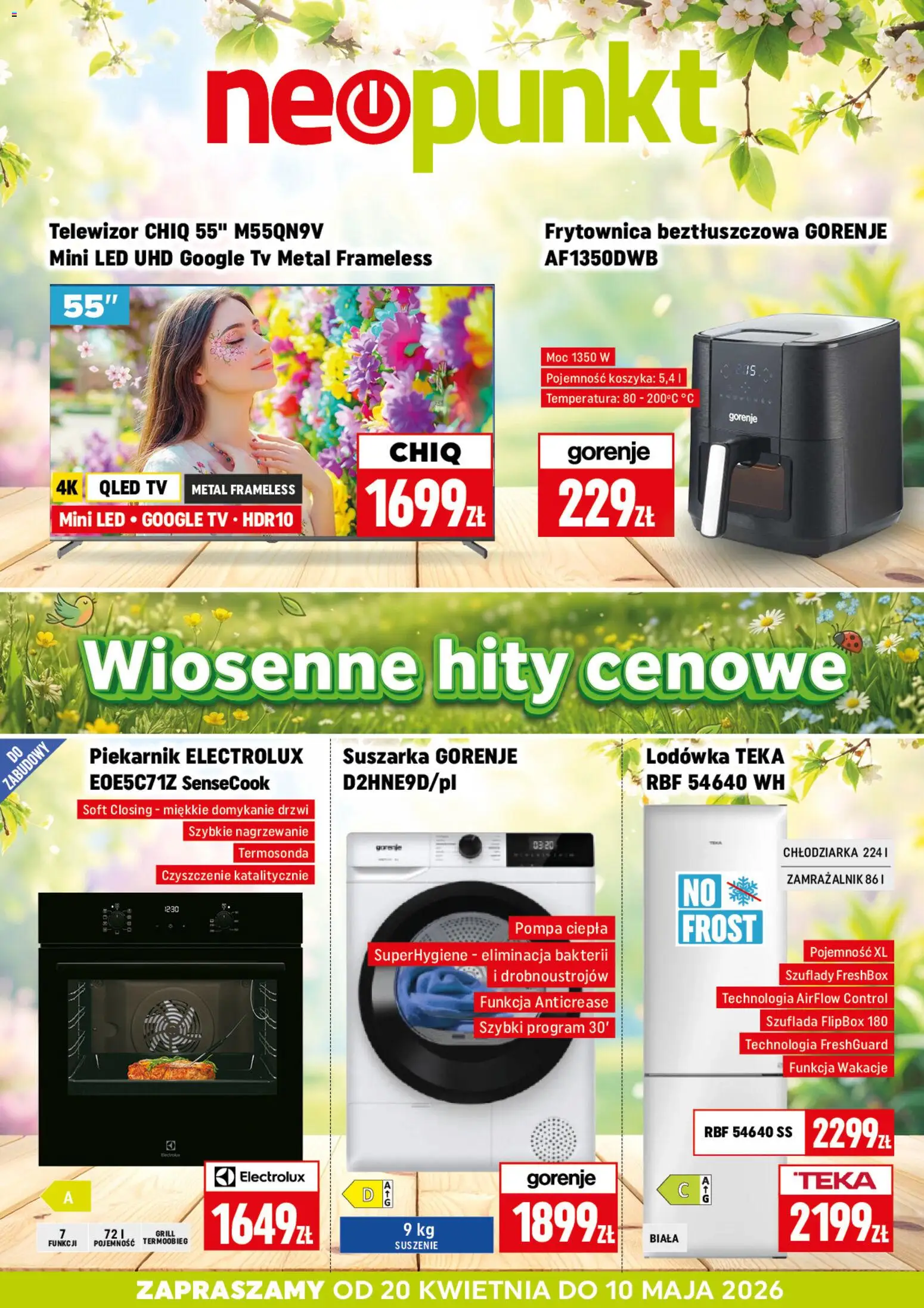 Neopunkt gazetka od 20.04.2026 | Strona: 8 | Produkty: Telewizor, Lodówka, Suszarka, Grill