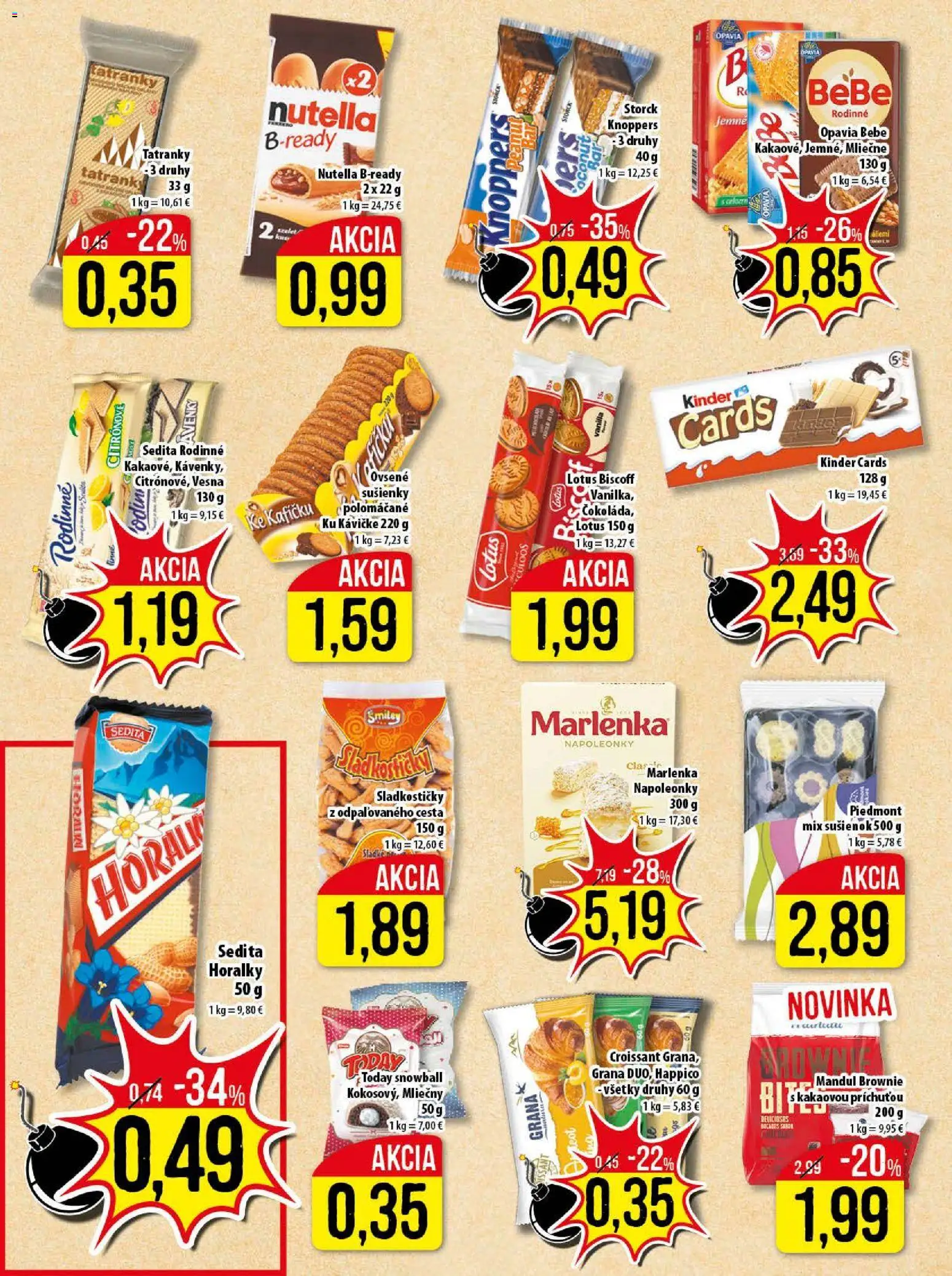 Nové Klas akcie – leták je platný od 17.11.2025 | Strana: 13 | Produkty: Croissant, Kinder, Marlenka, Horálky