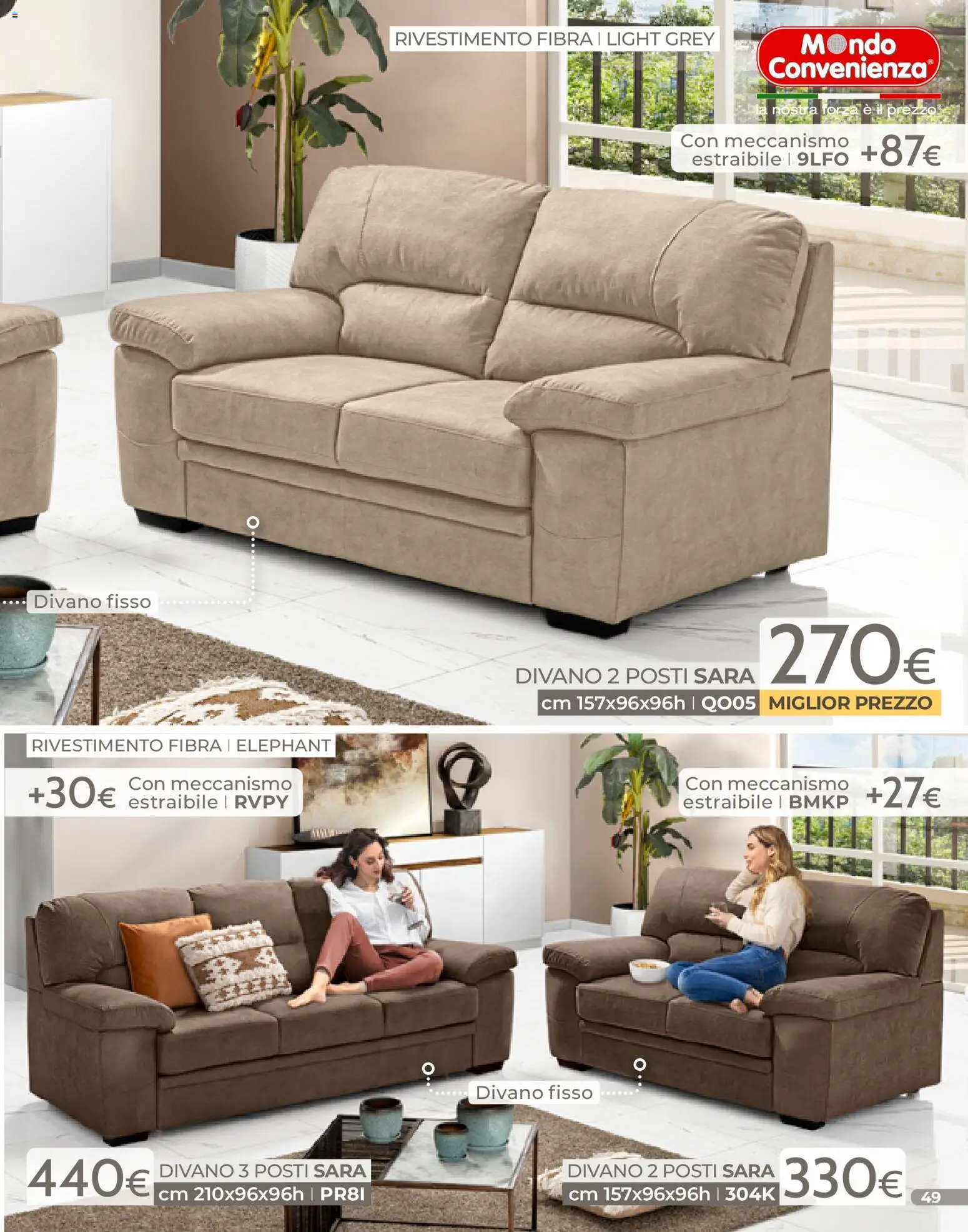Volantino Mondo Convenienza del 04.01.2026 | Pagina: 49 | Prodotti: Divano