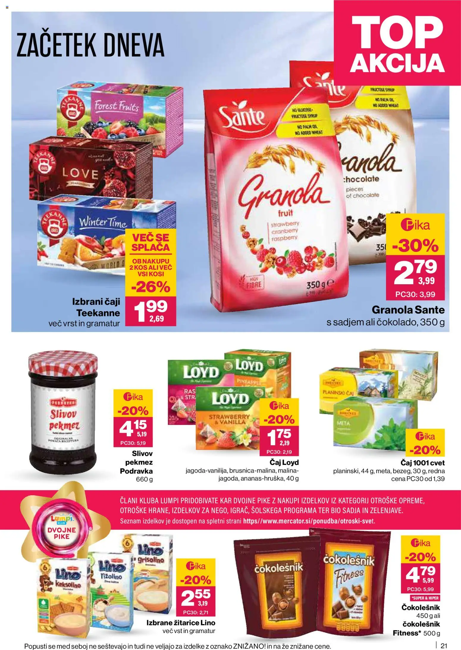 Novi Mercator katalog ponudbe – veljaven od 22.01.2026 | Stran: 21 | Izdelki: Kos, Čokolešnik, Caj