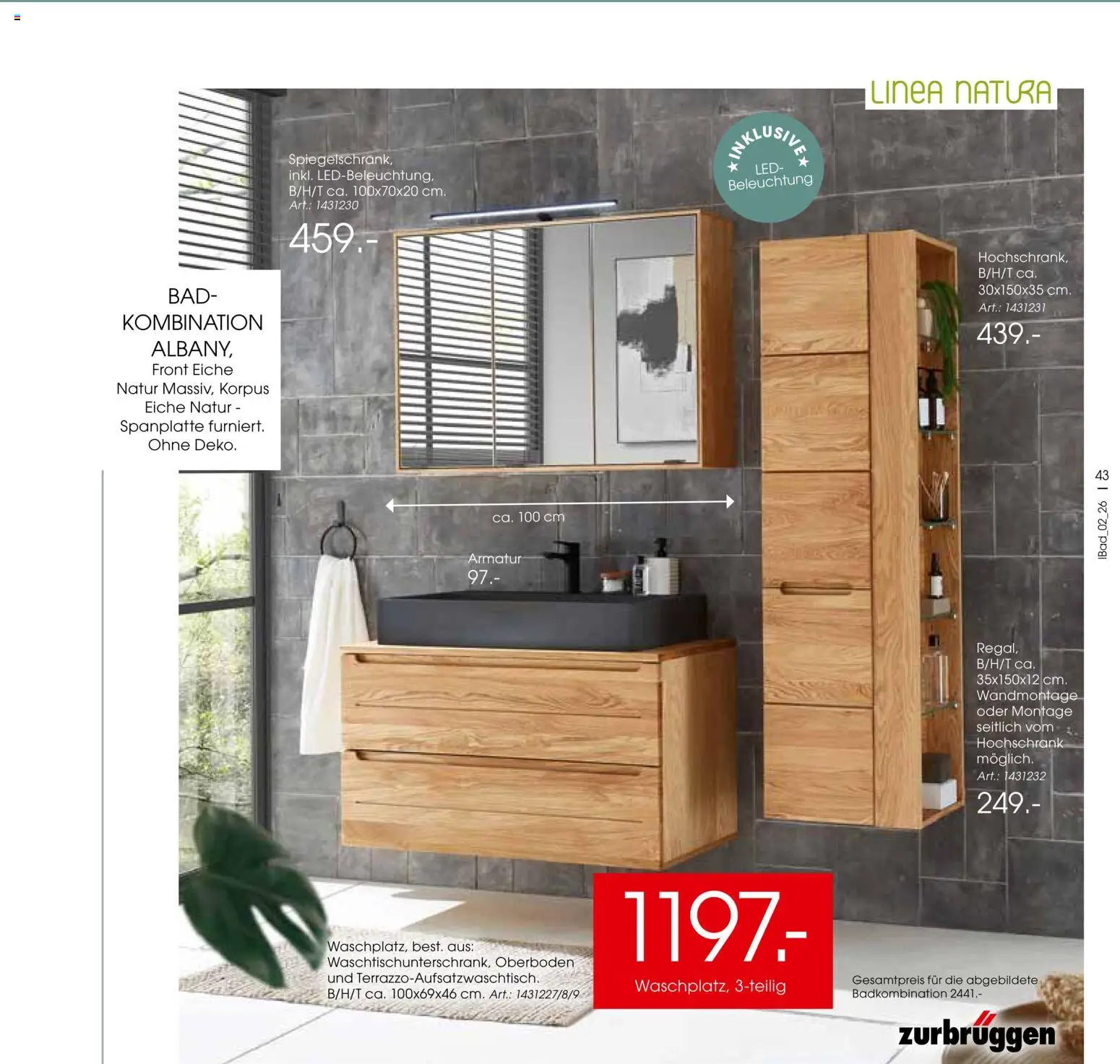 Zurbrüggen Bad Design Trends – gültig ab 23.03.2026 | Seite: 43 | Produkte: Bad, Armatur, Hochschrank