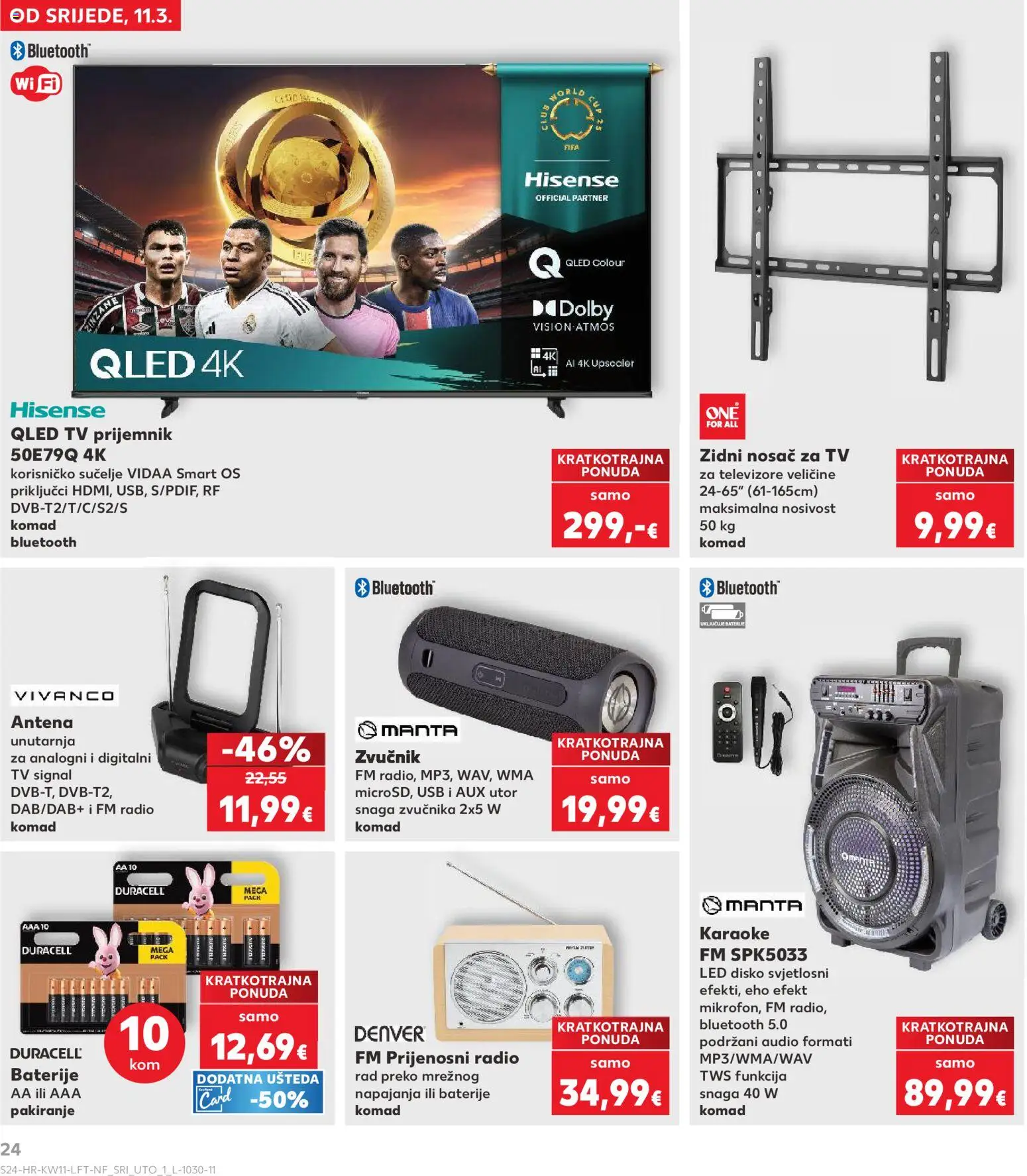 Kaufland HR akciós ujság - amely érvényes a következő dátumtól: 11.03.2026 | Oldal: 24 | Termékek: Audio, Rádió, USB, TV