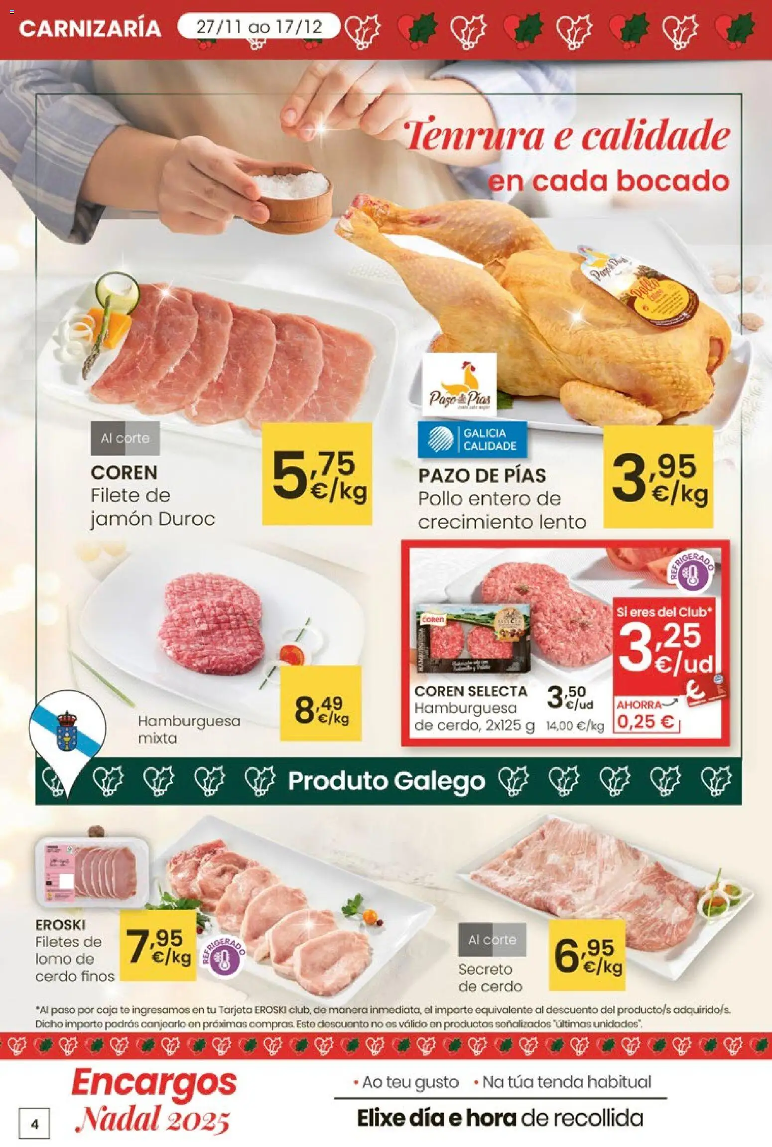 Eroski - Center │ válido desde el 27.11.2025 | Página: 4 | Productos: Jamón, Filete, Σοκολατούχο γάλα, Caja