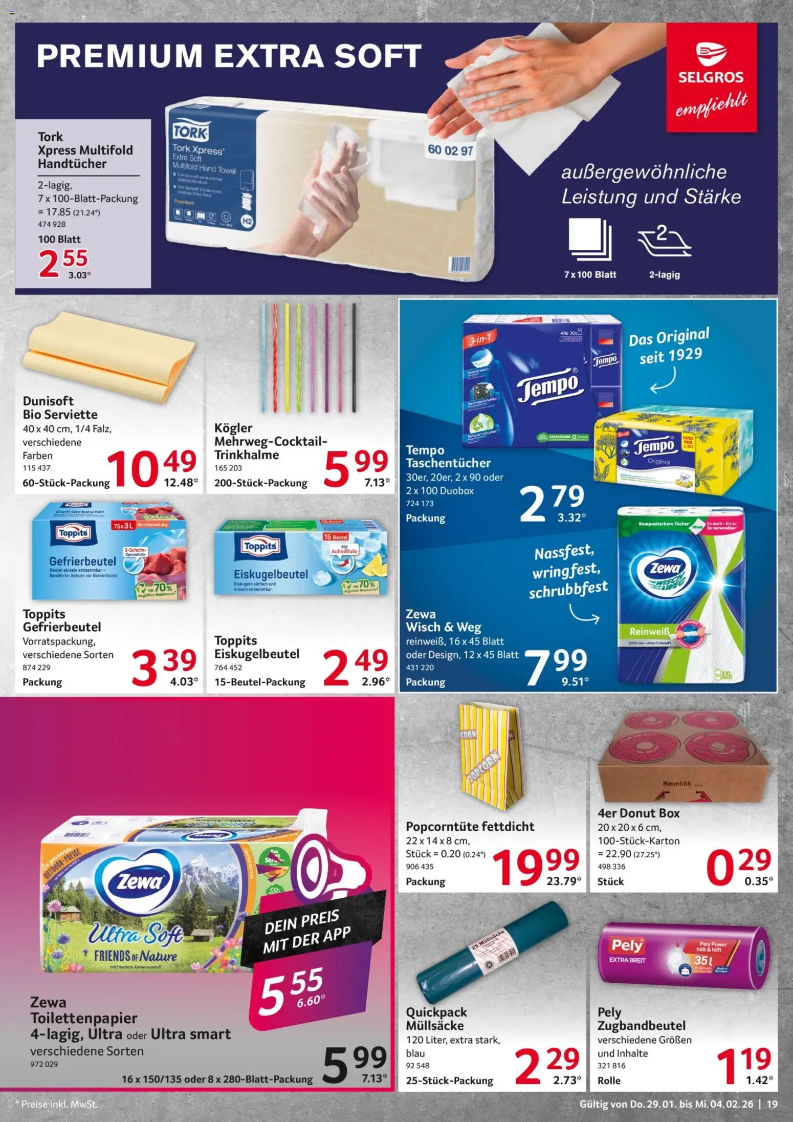 Selgros Prospekt 	 – gültig ab 29.01.2026 | Seite: 19 | Produkte: Zewa, Tempo, Reis, Toilettenpapier