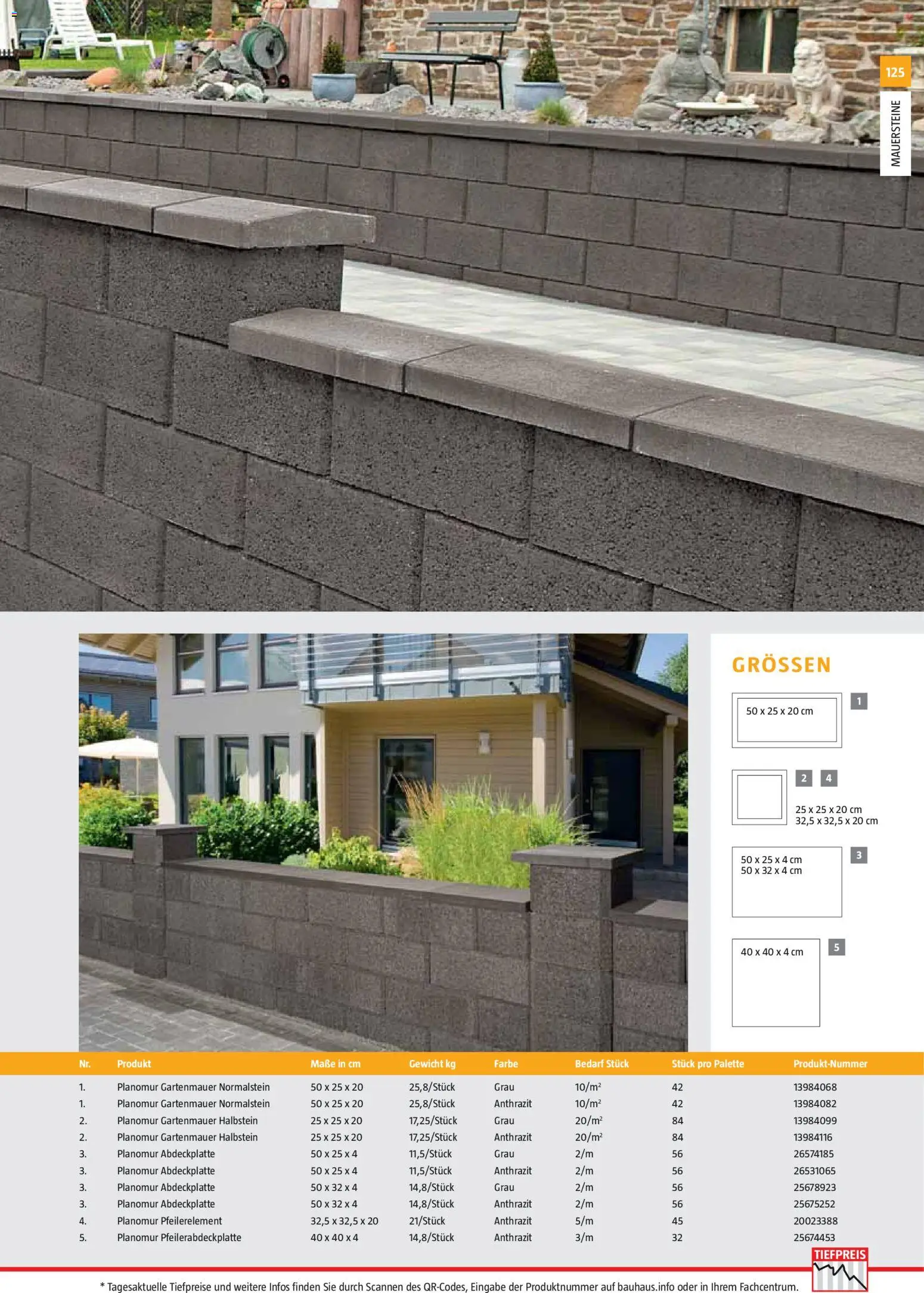 Bauhaus Gartenbaumaterialien 2026 – gültig ab 02.03.2026 | Seite: 125 | Produkte: Gewicht