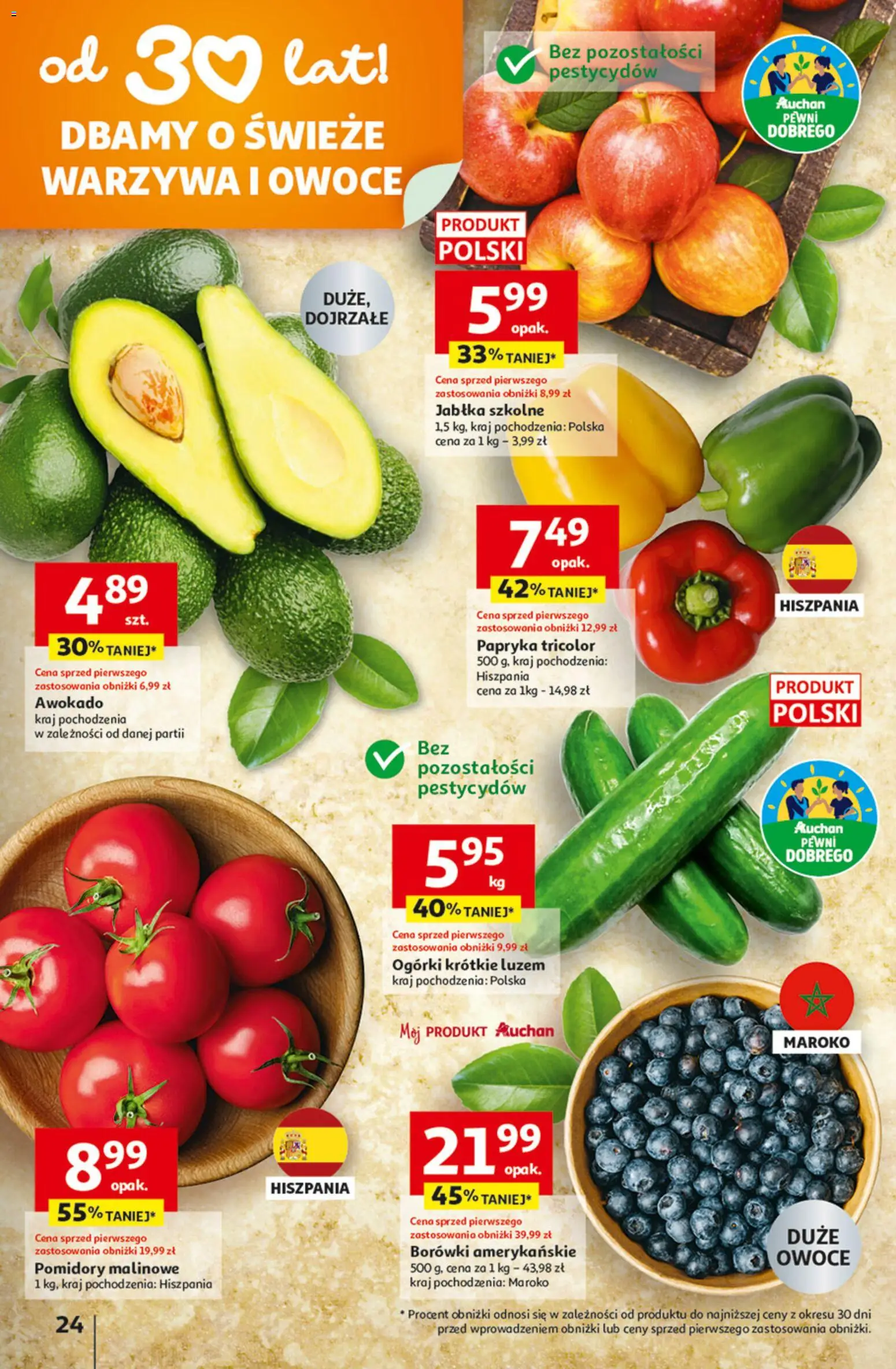 Auchan gazetka - 30 Lat Hipermarket od 23.04.2026 | Strona: 24 | Produkty: Jabłka, Ogórki, Awokado, Owoce
