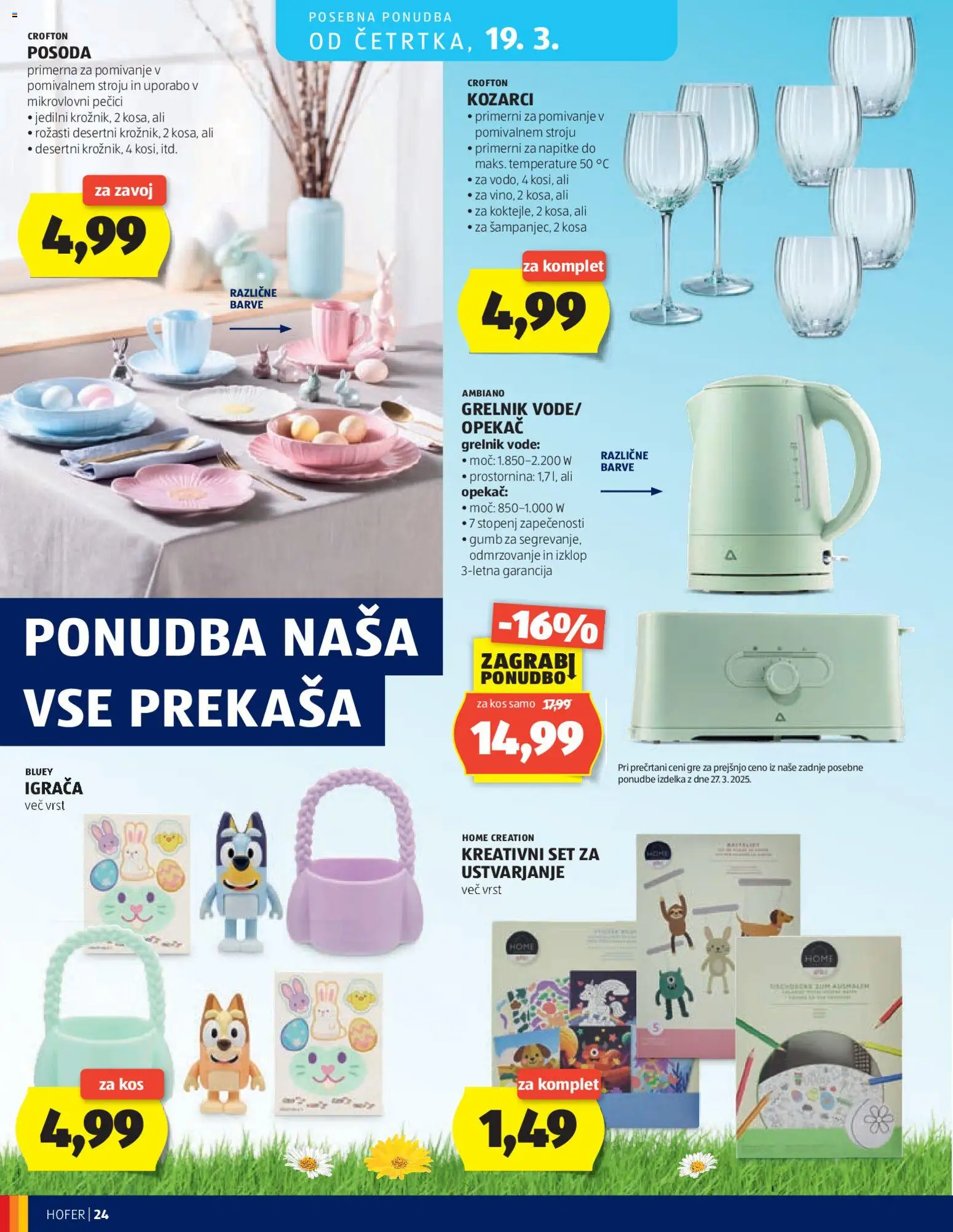 Novi Hofer katalog ponudbe – veljaven od 11.03.2026 | Stran: 24 | Izdelki: Kos, Grelnik vode