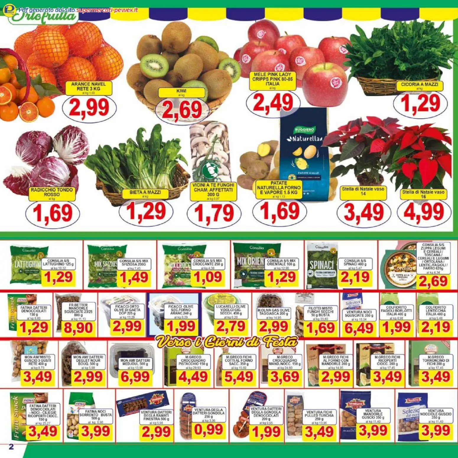 Volantino Pewex del 06.12.2025 | Pagina: 2 | Prodotti: Arance, Fagioli, Patate, Spinaci