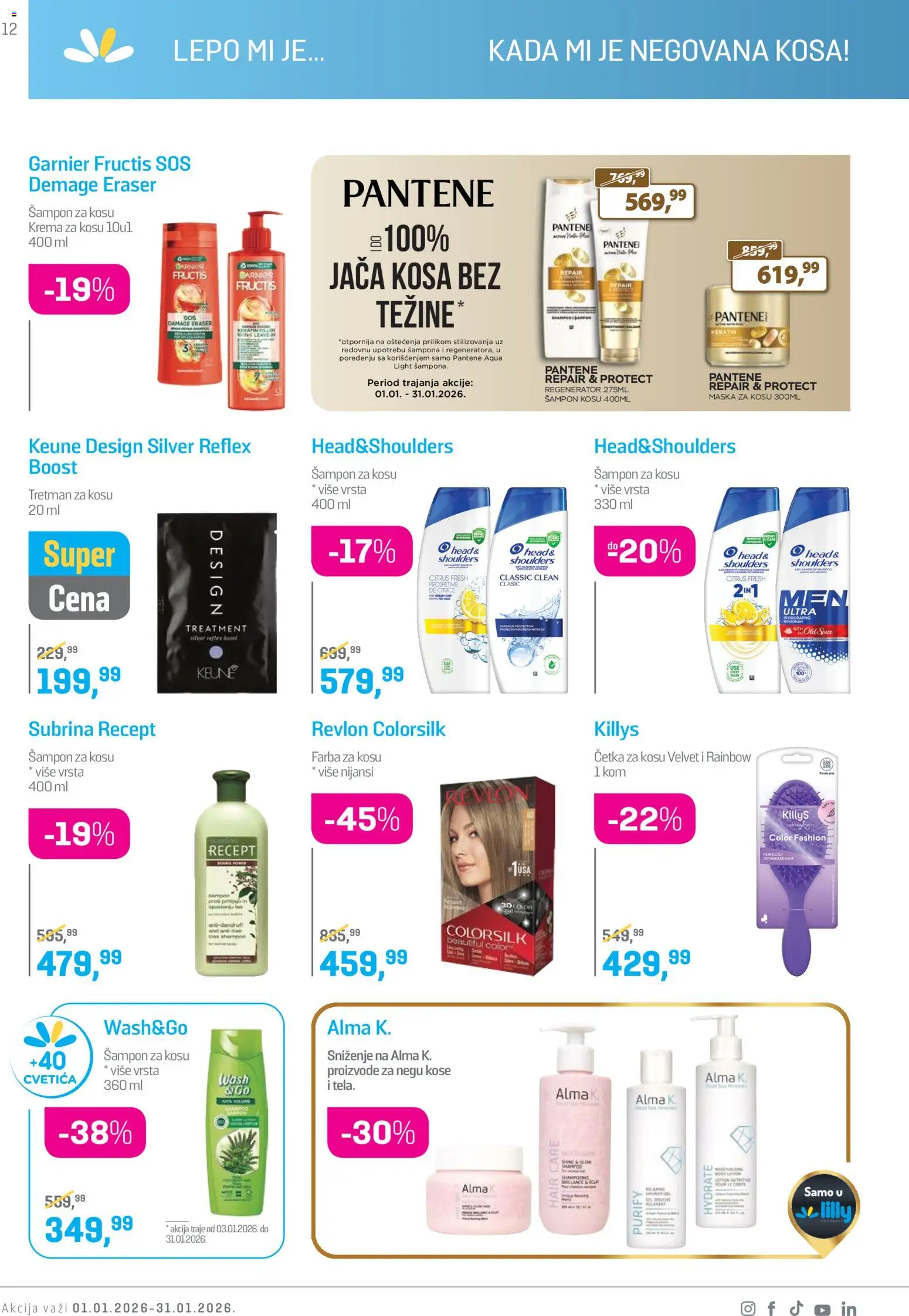 Lilly drogerie katalog - važi od 01.01.2026 | Strana: 12 | Proizvode: Garnier, Pantene, Sos, Maska
