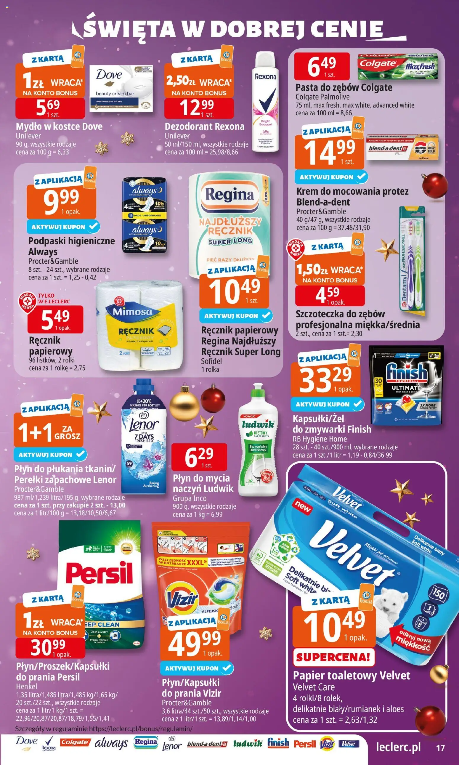 E.Leclerc Gazetka - Warszawa Bielany od 15.12.2025 | Strona: 17 | Produkty: Papier toaletowy, Persil, Finish, Ręcznik papierowy