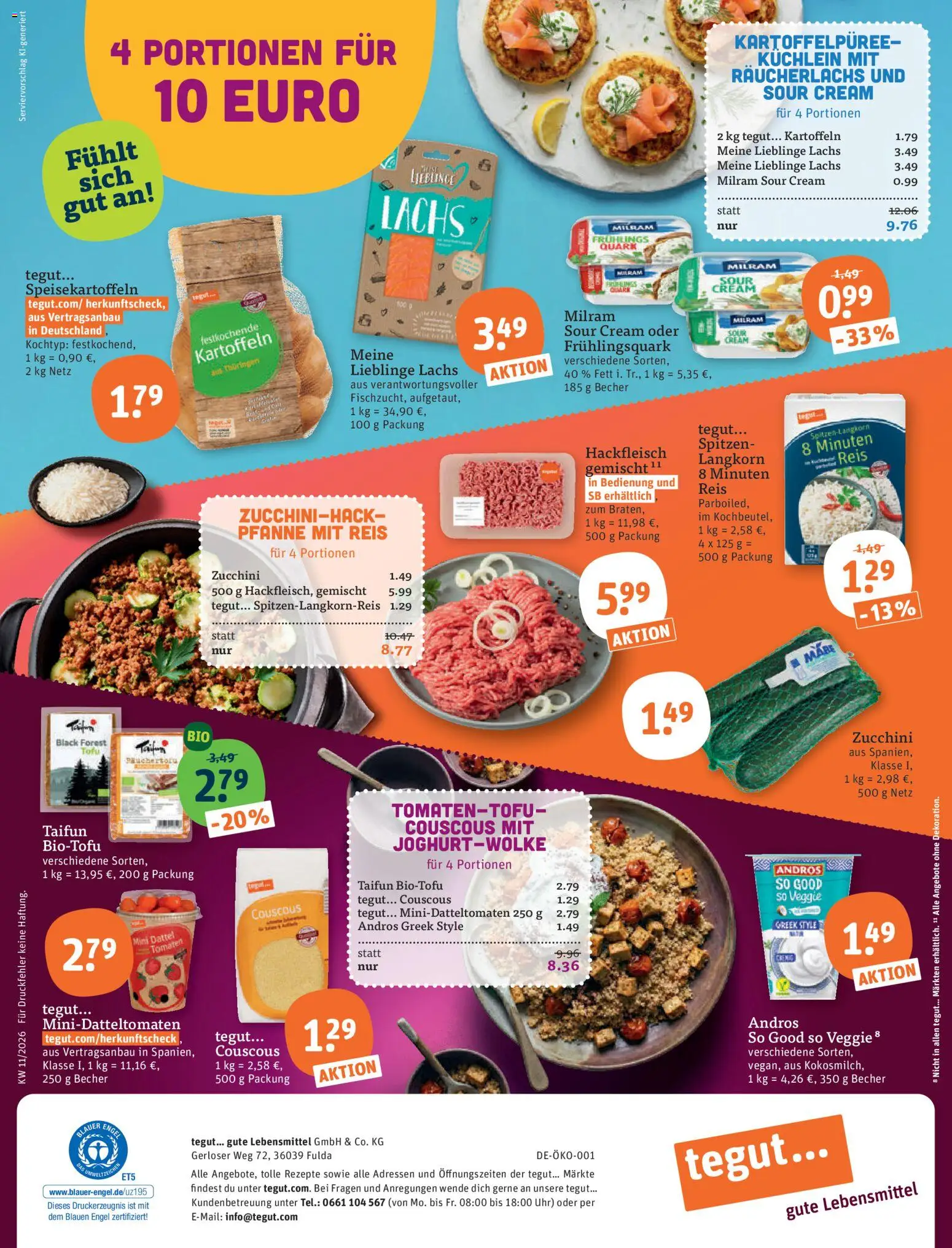 Tegut Prospekt – gültig ab 09.03.2026 | Seite: 23 | Produkte: Tomaten, Kartoffeln, Milram, Uhr