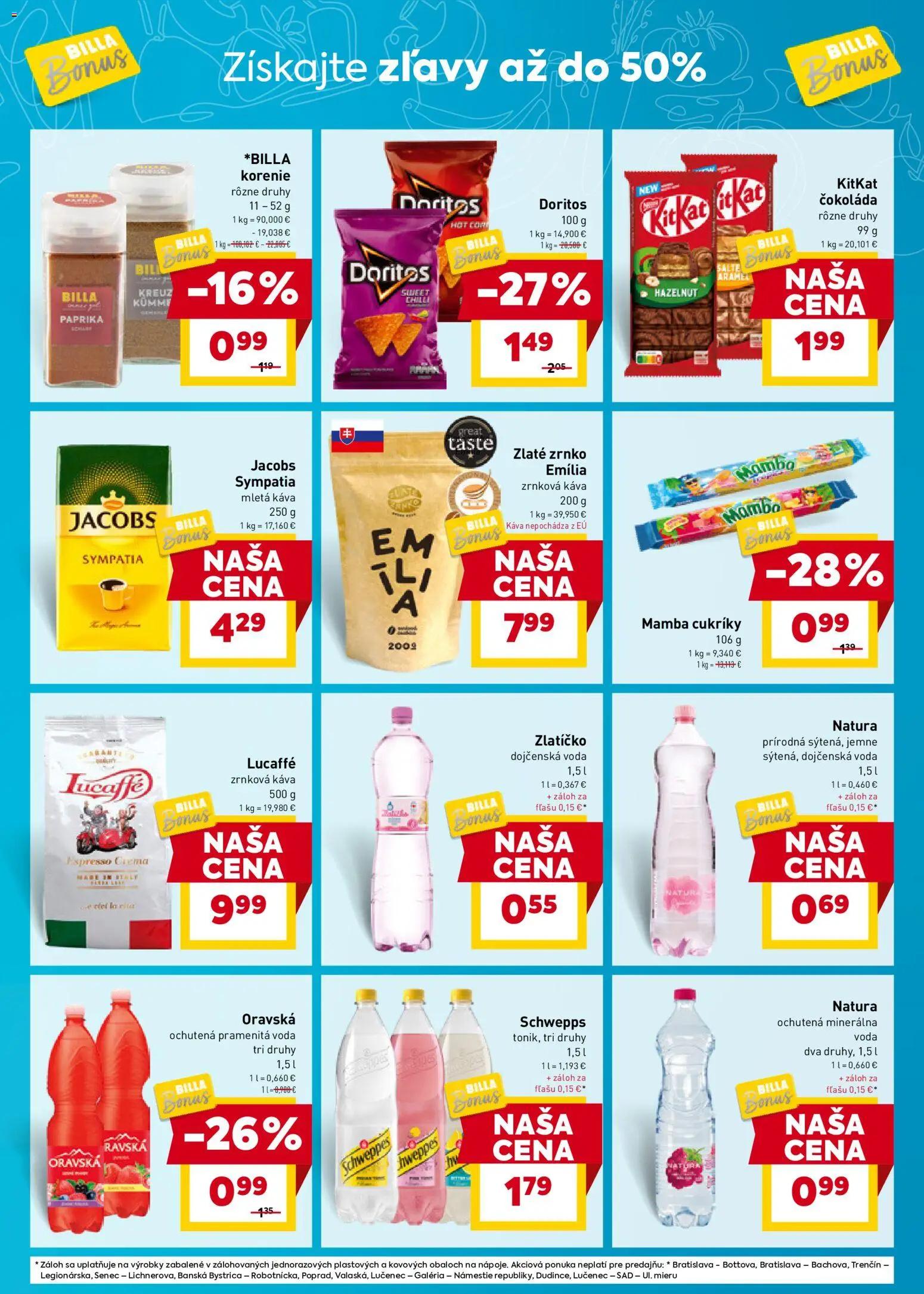 Nové Billa akcie – leták je platný od 25.02.2026 | Strana: 3 | Produkty: Paprika, Káva, Čokoláda, Voda