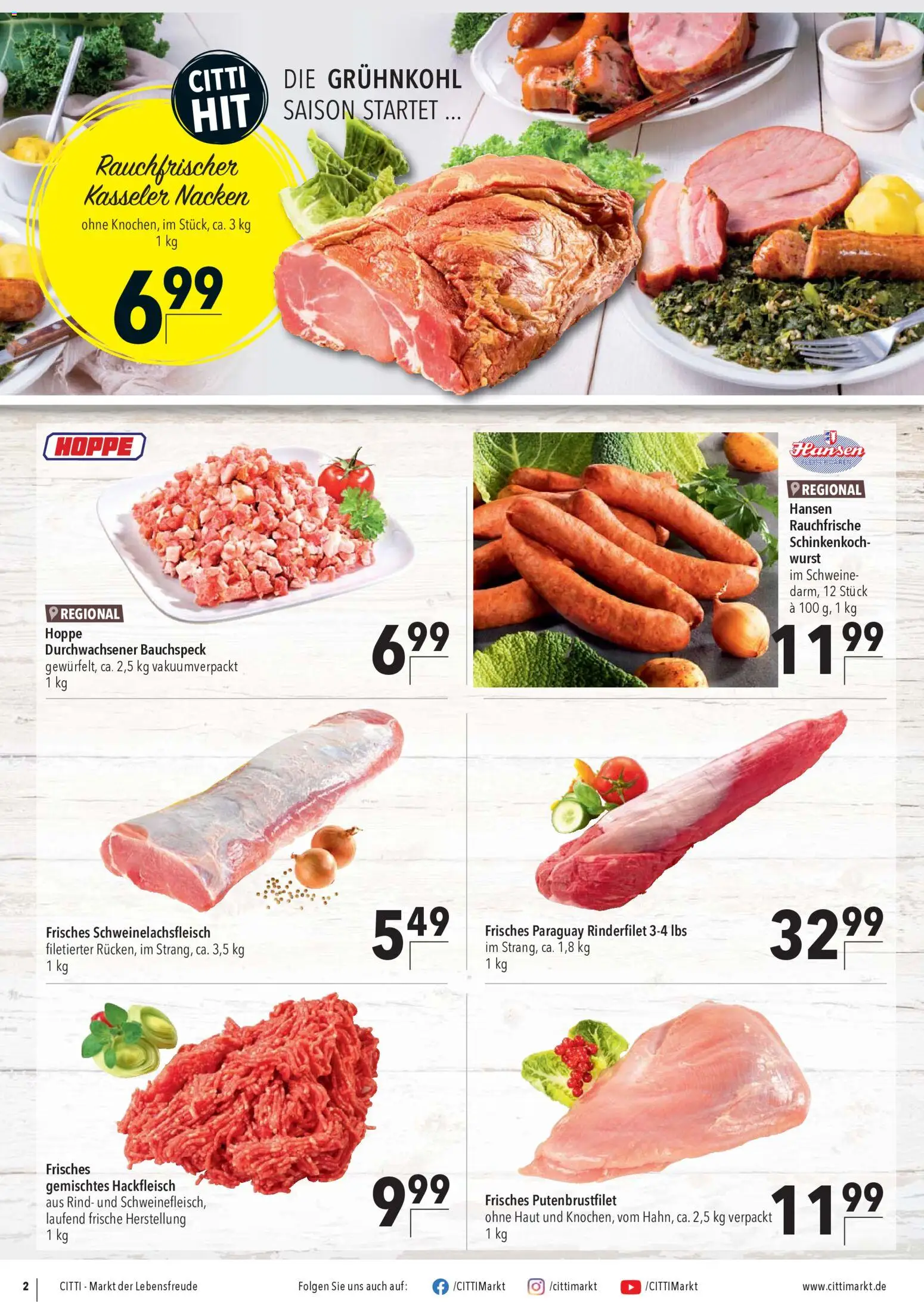 CITTI Markt Aktuelle Angebote für Profis – gültig ab 05.11.2025 | Seite: 2 | Produkte: Rinderfilet, Wurst, Schweinefleisch, Hackfleisch