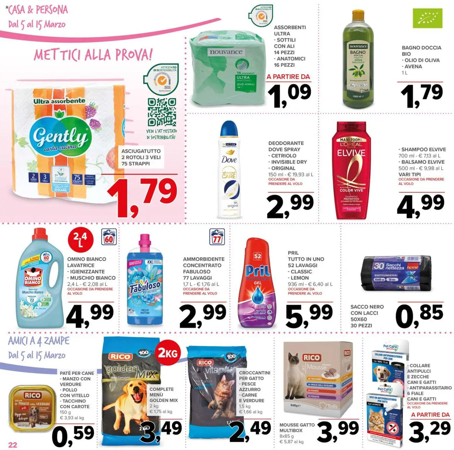 Volantino Todis del 05.03.2026 | Pagina: 22 | Prodotti: Deodorante, Pesce, Verdure, Bagno