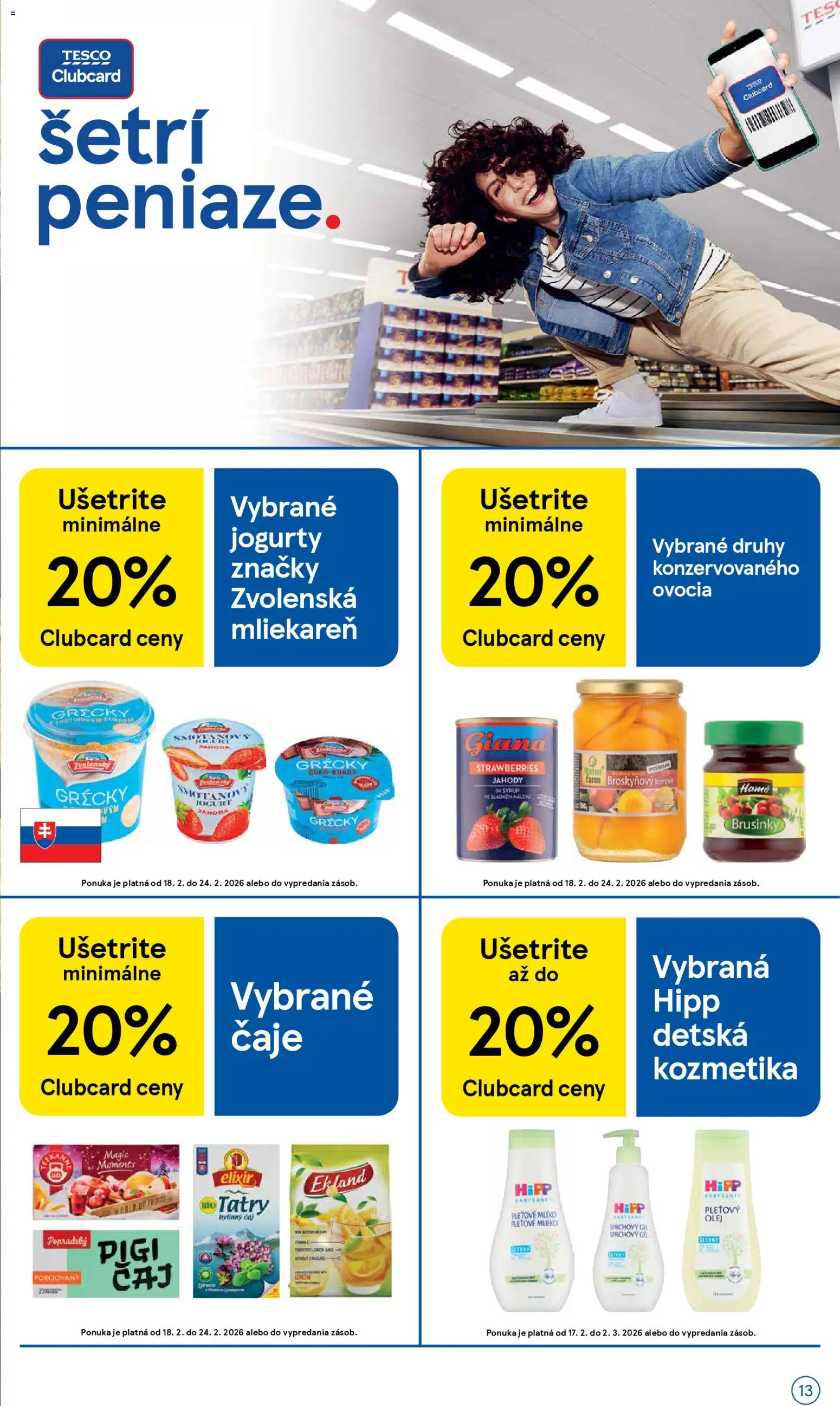 Nové Tesco akcie – leták je platný od 18.02.2026 | Strana: 13 | Produkty: Mlieko, Jogurt, Grécky jogurt, Jahody