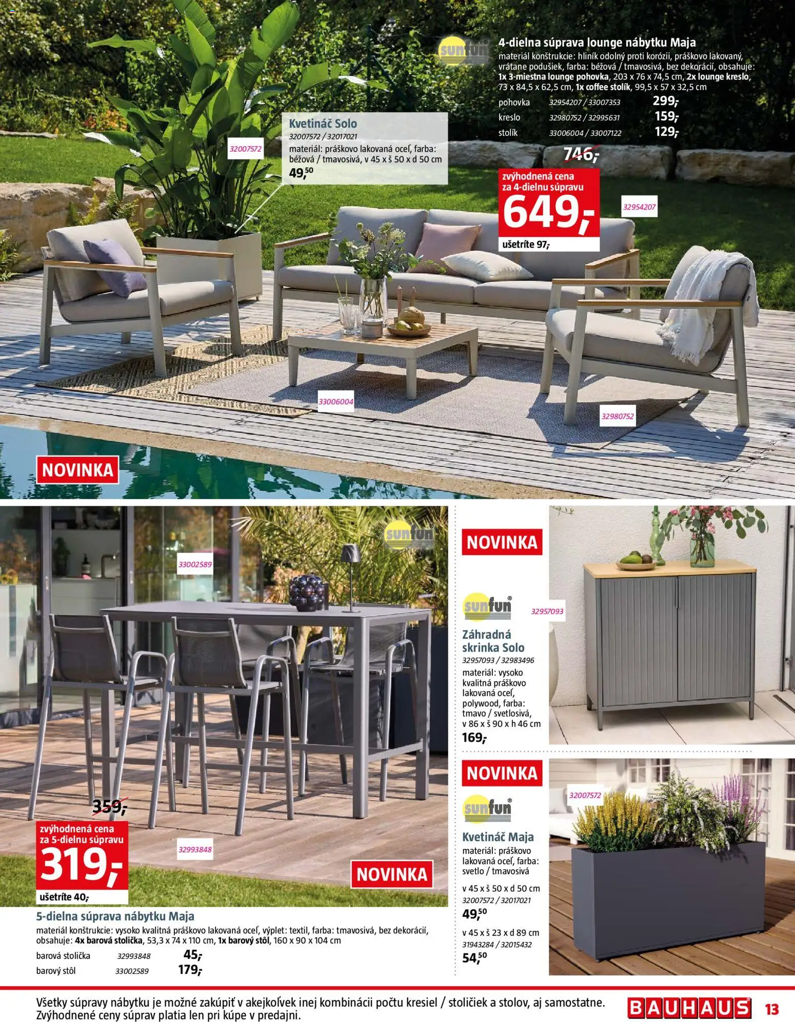 Nové Bauhaus akcie – leták je platný od 09.03.2026 | Strana: 13 | Produkty: Barová stolička, Pohovka, Stôl, Skrinka