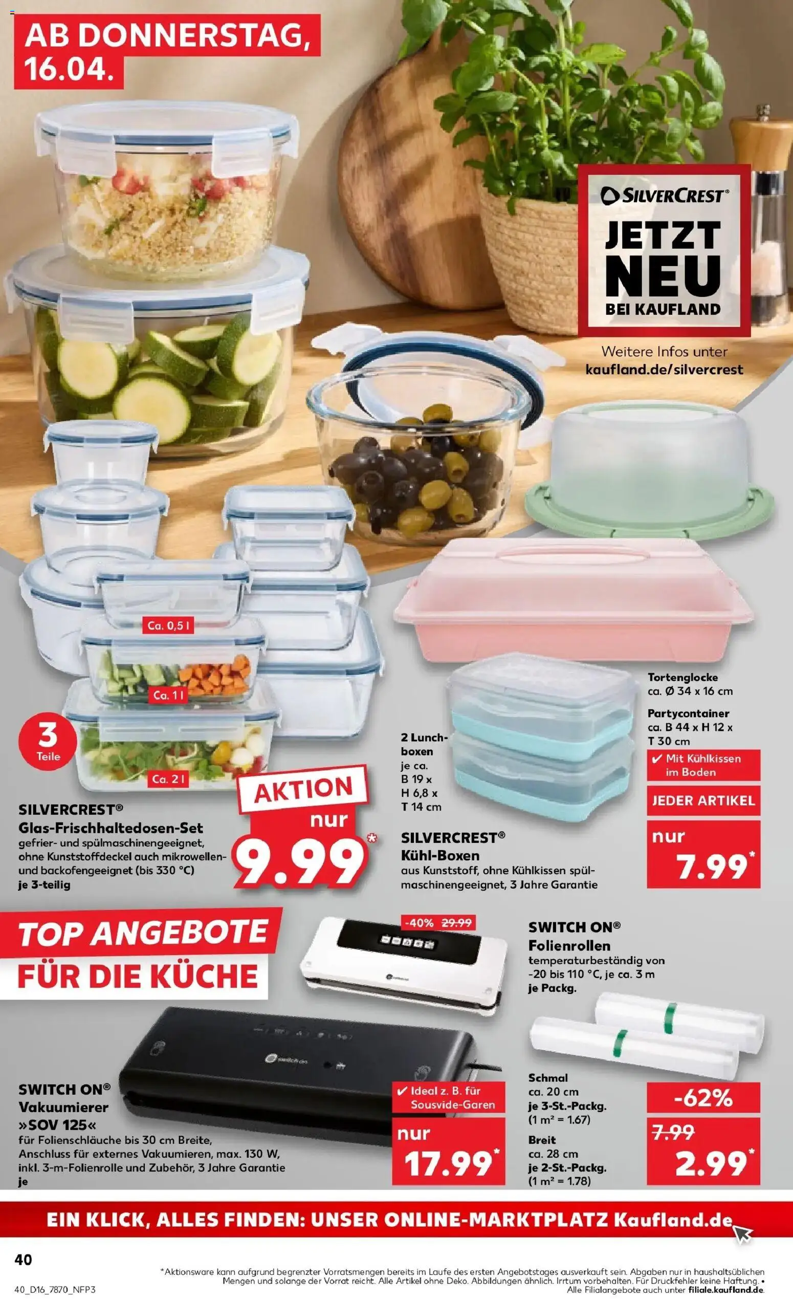 Kaufland Prospekt Weiterstadt	 – gültig ab 16.04.2026 | Seite: 40 | Produkte: Top, Vakuumierer, Box, Küche