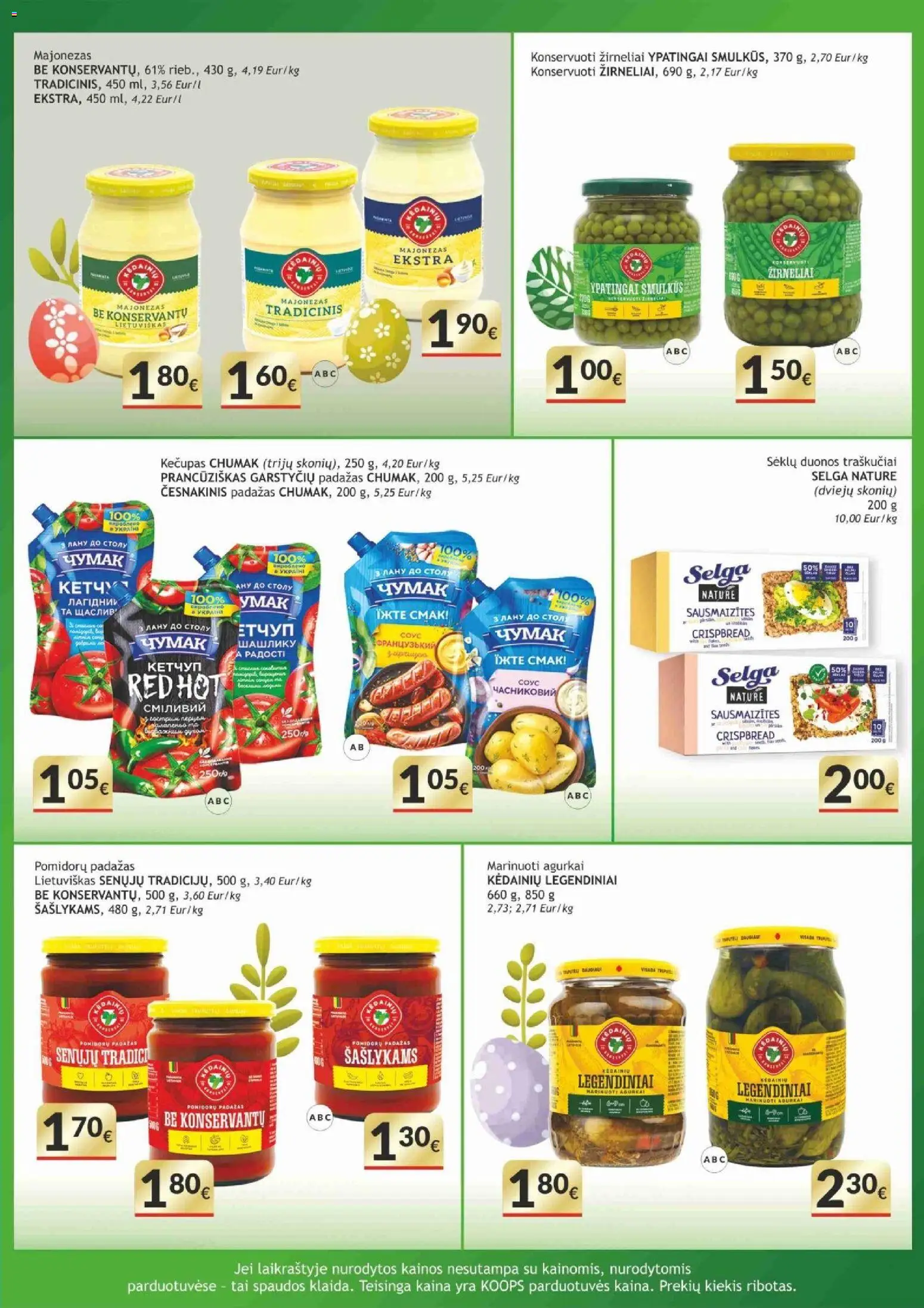 Koops akcijos nuo 30.03.2026 | Puslapis: 13 | Prekių: Agurkai, Majonezas, Padažas, Kečupas