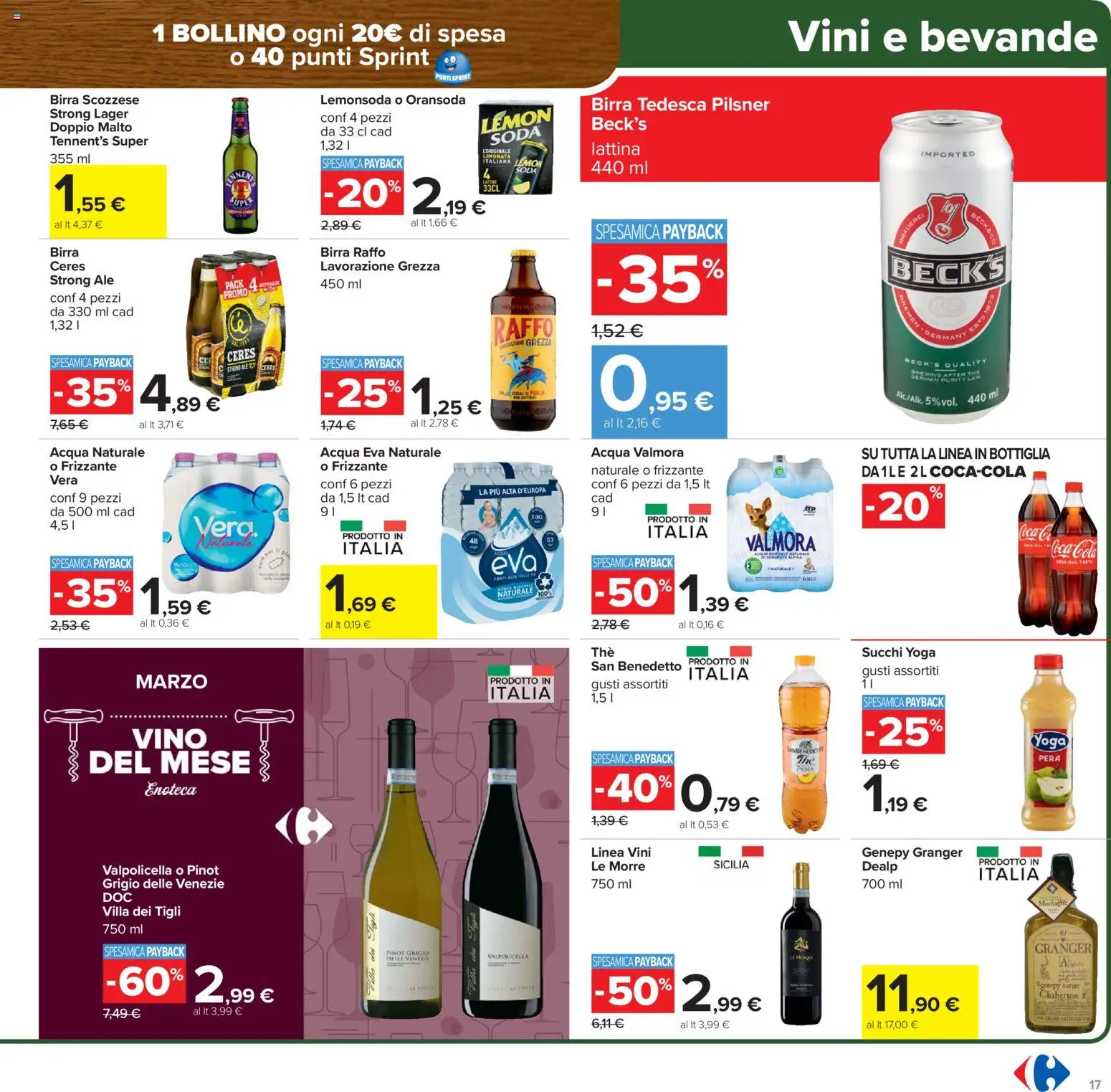 Volantino Carrefour del 02.03.2026 | Pagina: 17 | Prodotti: Tennent's, Birra, Acqua, Enoteca