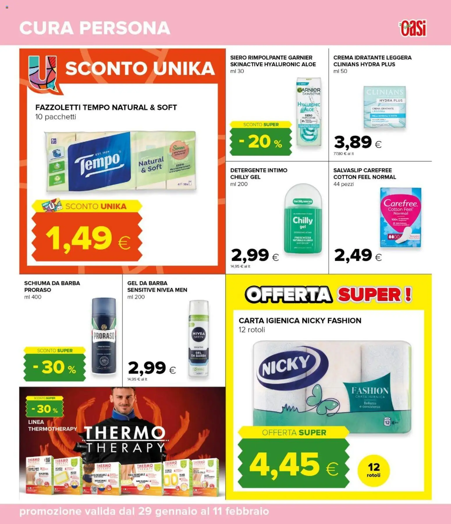 Volantino Oasi del 29.01.2026 | Pagina: 35 | Prodotti: Crema, Schiuma da barba, Detergente, Intimo