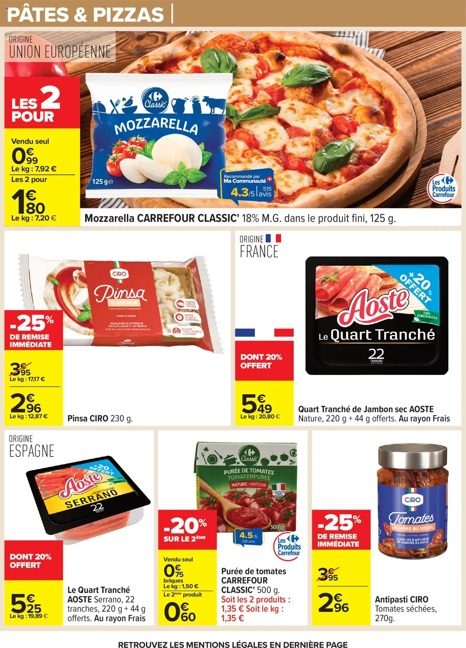 {H1} | Page: 9 | Produits: Pinsa, Base, Jambon, Pâtes