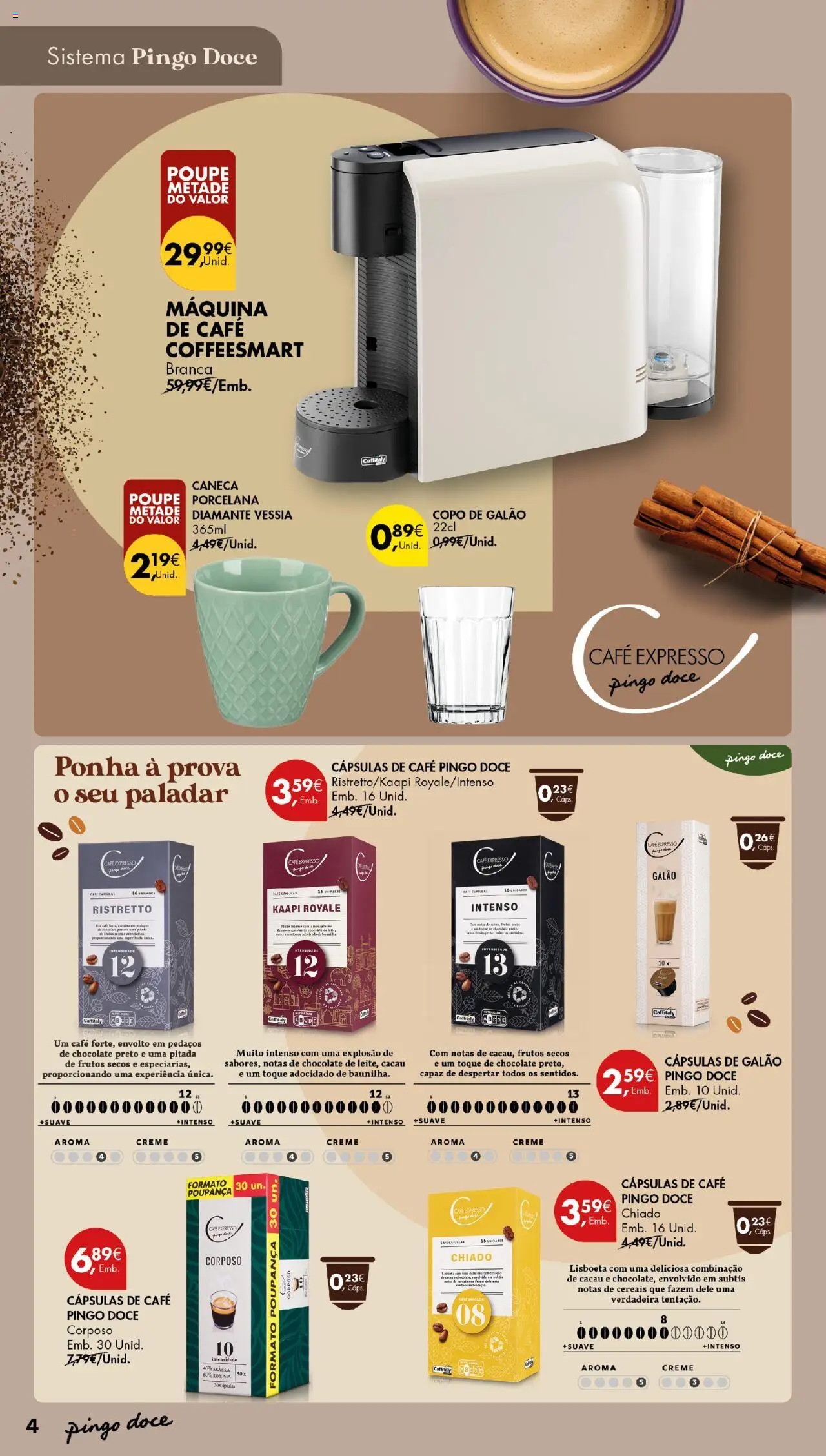 Pingo Doce - De Bebidas Quentes Açores │ válido de 16.10.2025 | Página: 4 | Produtos: Máquina de café, Caneca, Café, Cereais