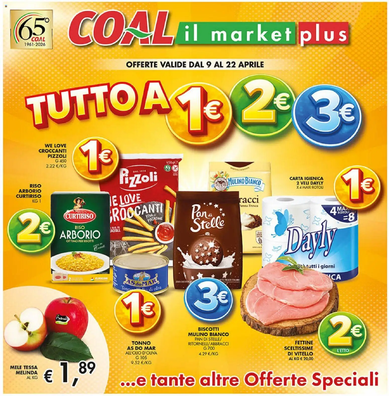 Volantino Coal del 09.04.2026 | Pagina: 1 | Prodotti: Carta igienica, Riso, Biscotti, Tonno