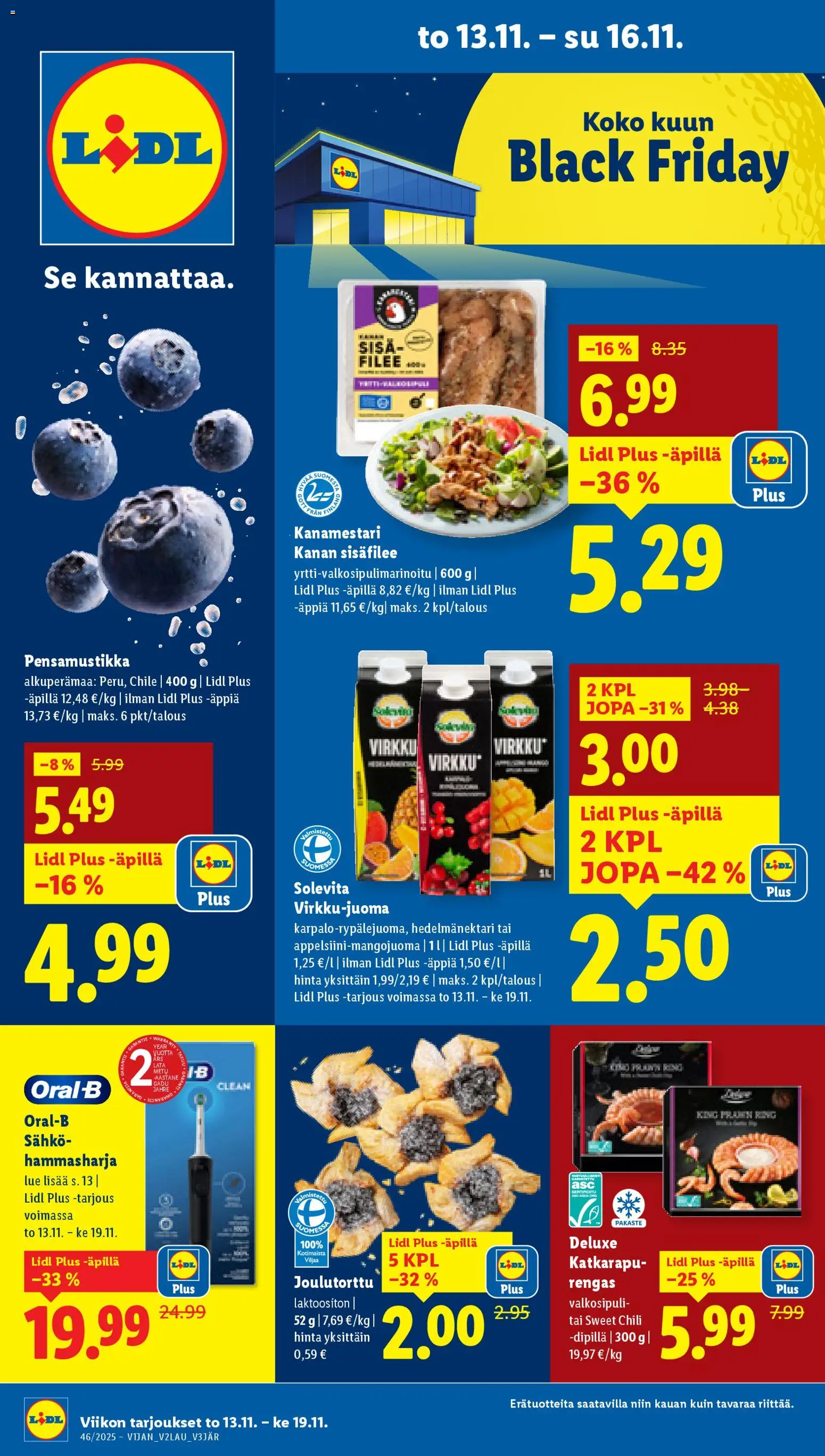 Lidl - Black Friday – voimassa 13.11.2025 alkaen | Sivu: 1 | Tuotteet: Valkosipuli, Hammasharja, Katkarapu, Chili