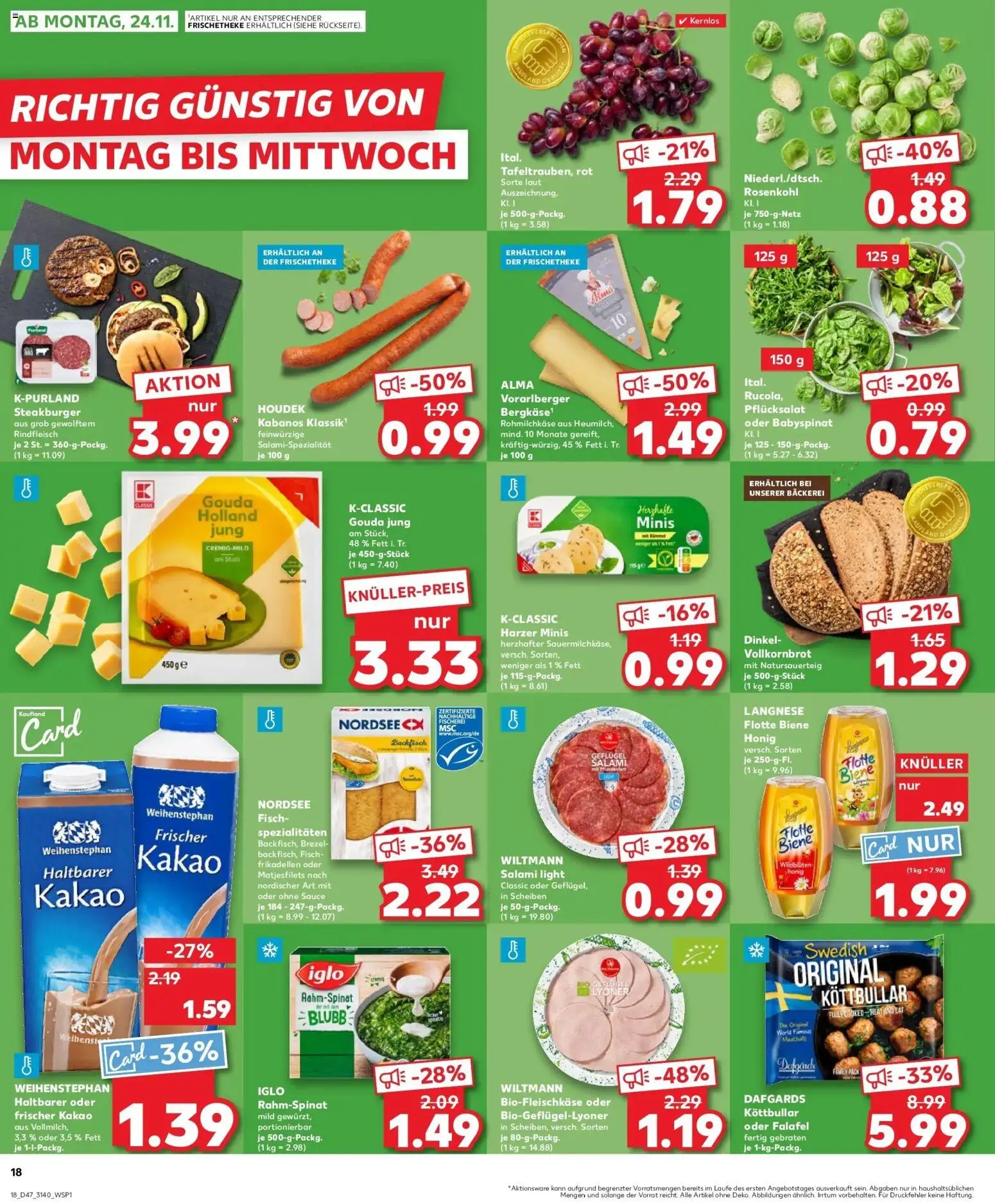 Kaufland prospekt Taucha	 – gültig ab 20.11.2025 | Seite: 18 | Produkte: Langnese, Vollkornbrot, Iglo, Burger