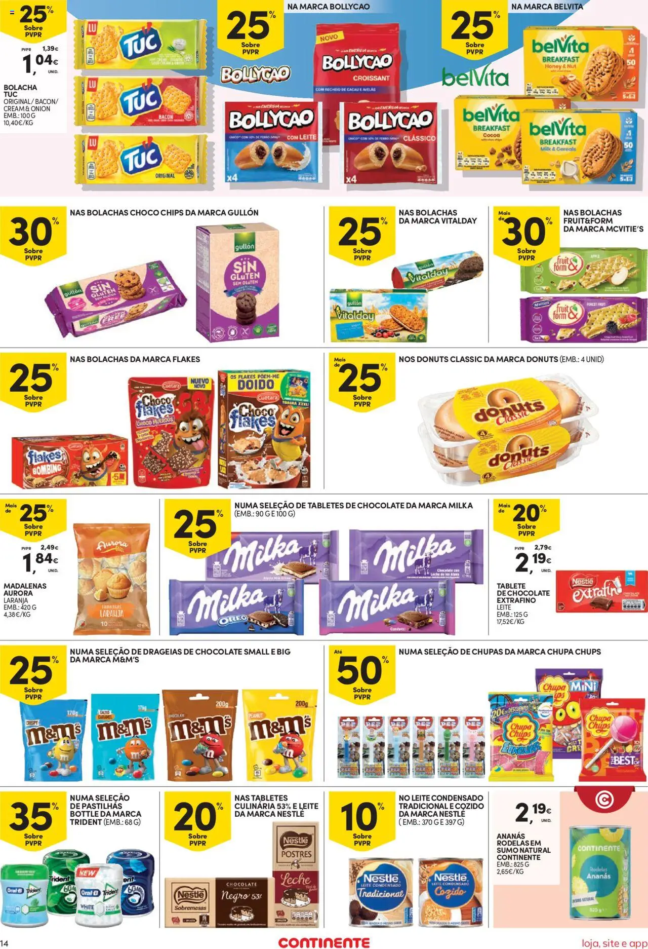 Continente Semanal Continente Bom Dia │ válido de 19.08.2025 | Página: 14 | Produtos: Avelãs, Bolachas, Leite, Nestlé