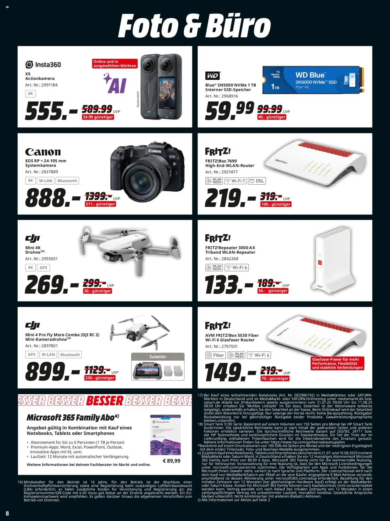 Media Markt Prospekt 	 - gültig ab dem 21.07.2025 | Seite: 8 | Produkte: HP, Smartphones, Uhr, Drohne