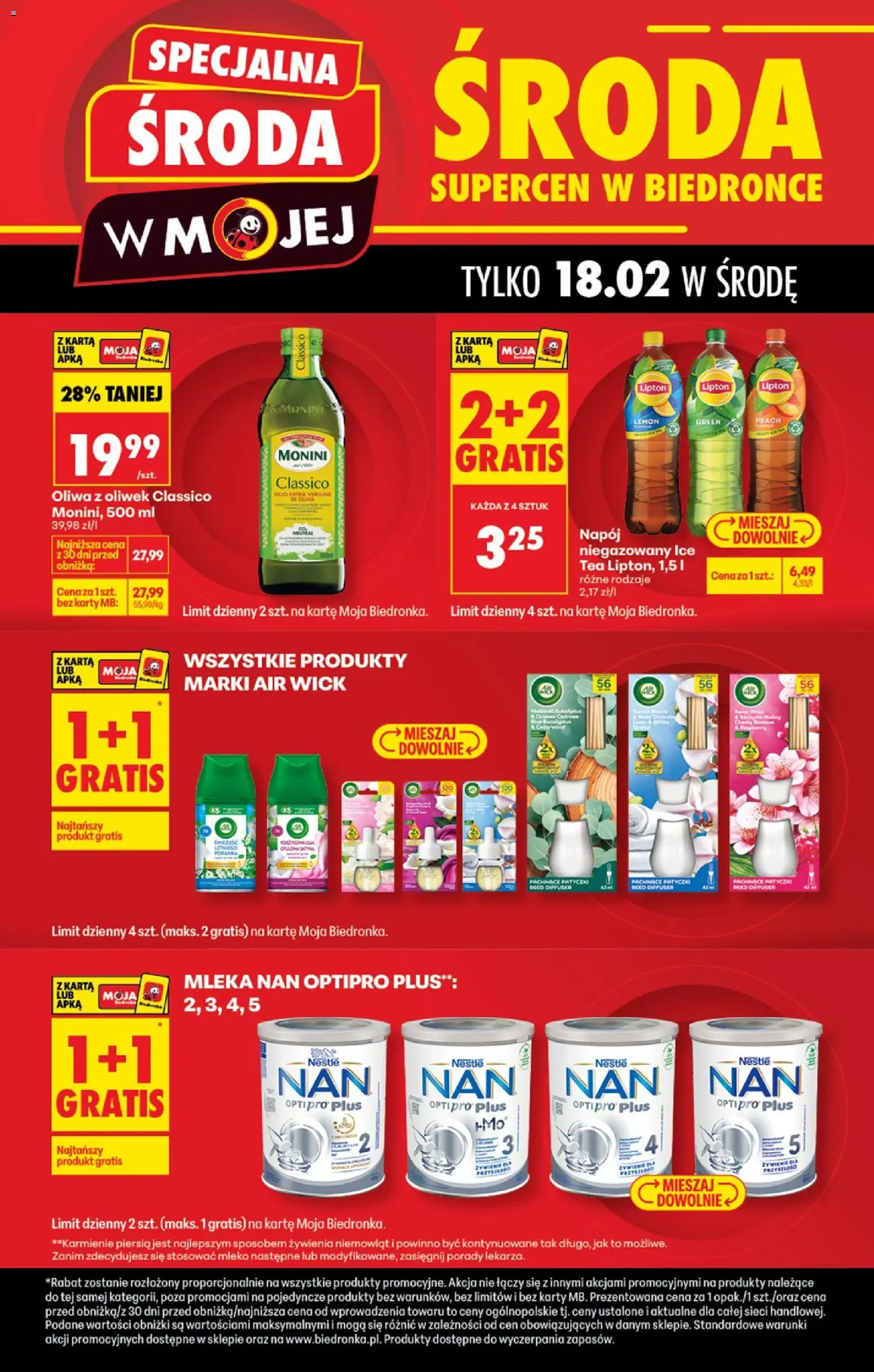 Biedronka gazetka - Specjalna środa od 18.02.2026 | Strona: 2 | Produkty: Oliwa z oliwek, Ice Tea, Mleka, Mleko nan