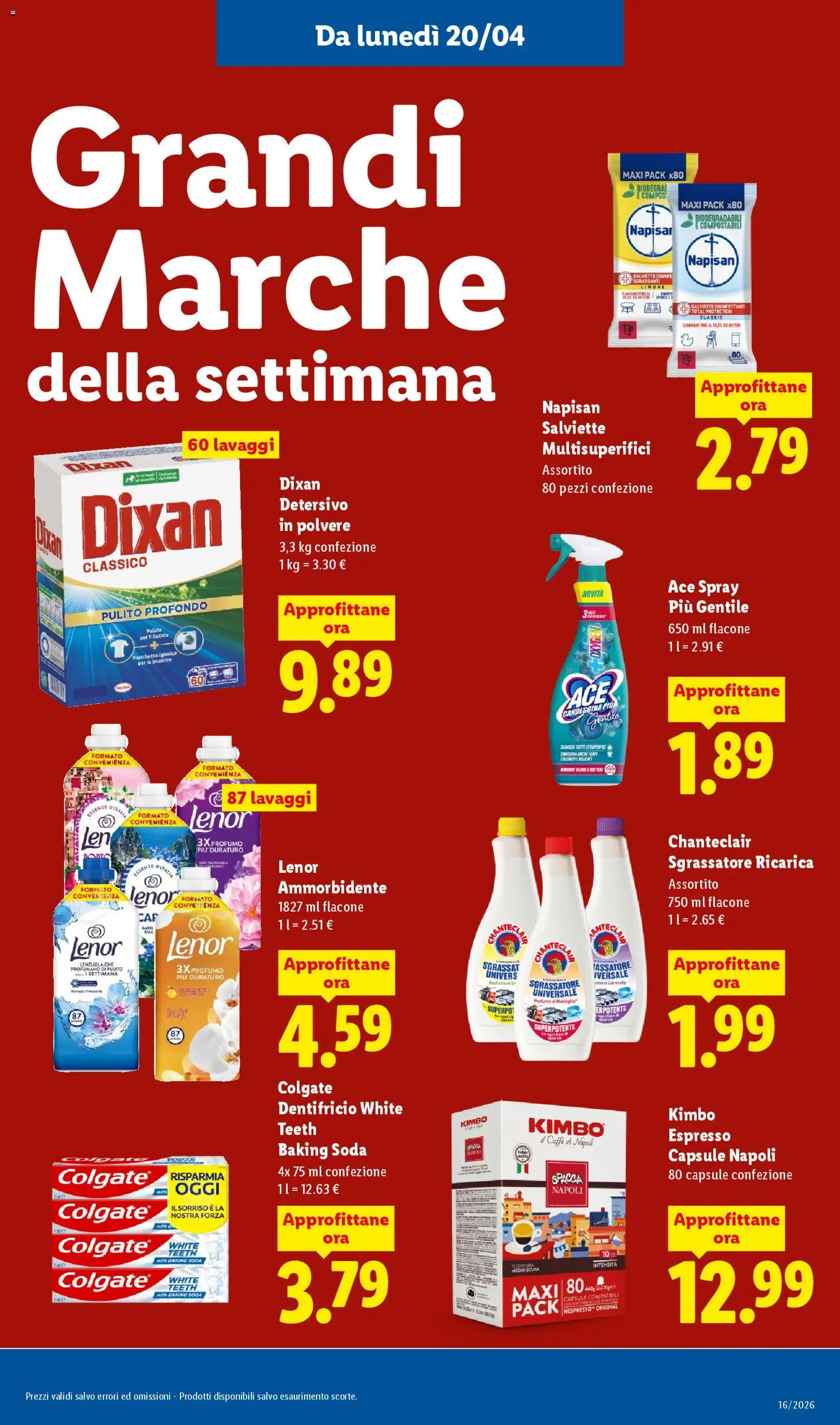 Volantino Lidl del 16.04.2026 | Pagina: 46 | Prodotti: Dentifricio, Ammorbidente, Limone, Lavatrice