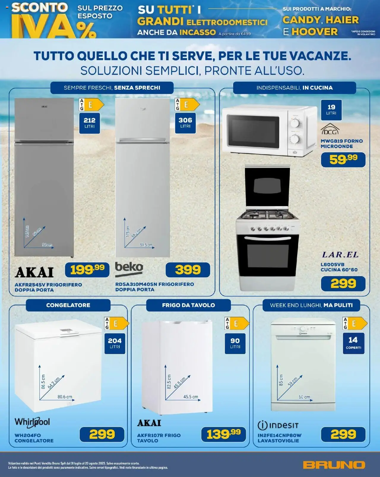 Volantino BRUNO del 08.08.2025 | Pagina: 30 | Prodotti: Microonde, Lavastoviglie, Frigorifero, Forno