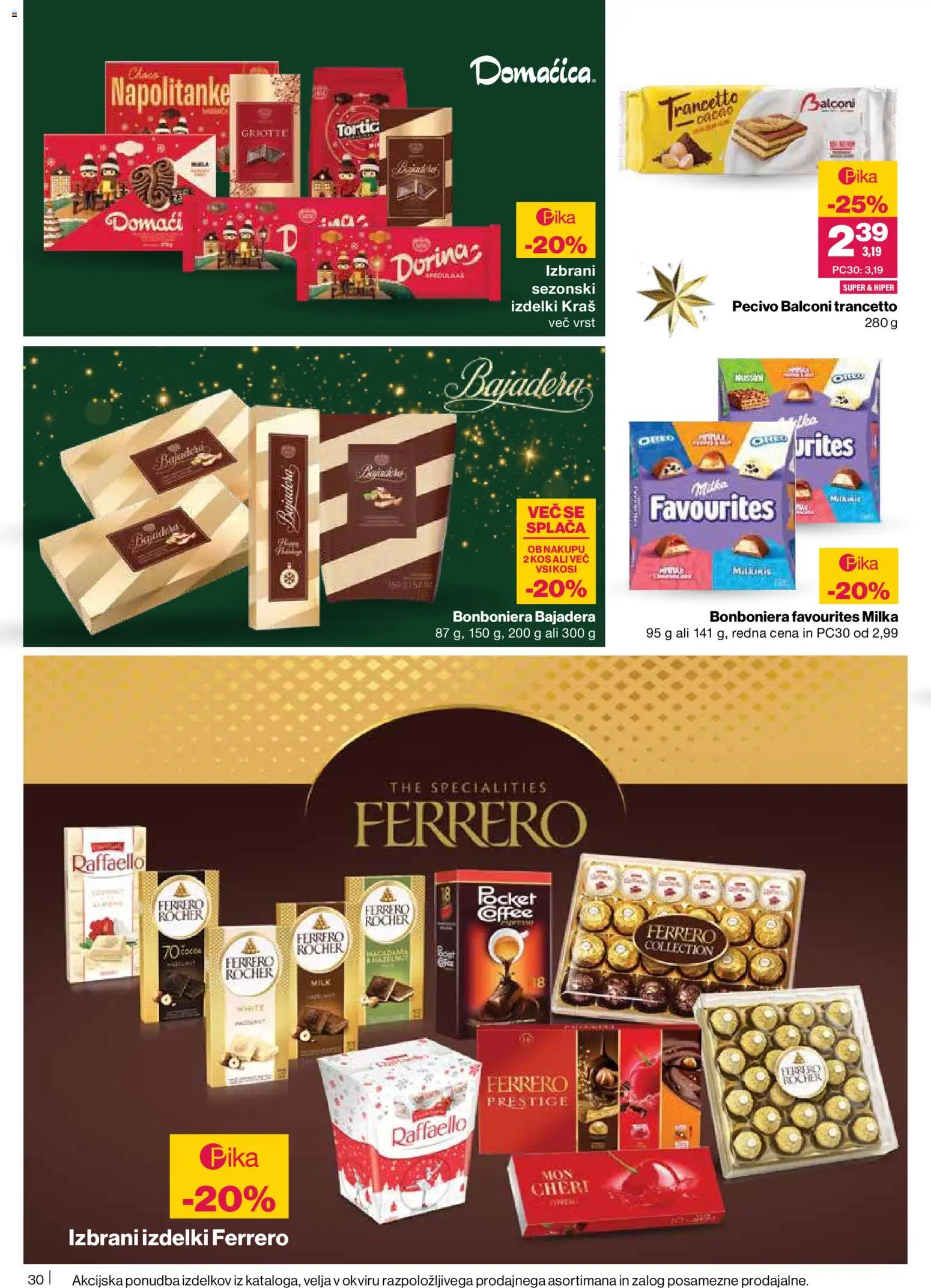 Novi Mercator katalog ponudbe – veljaven od 11.12.2025 | Stran: 30 | Izdelki: Napolitanke, Kos, Bonboniera