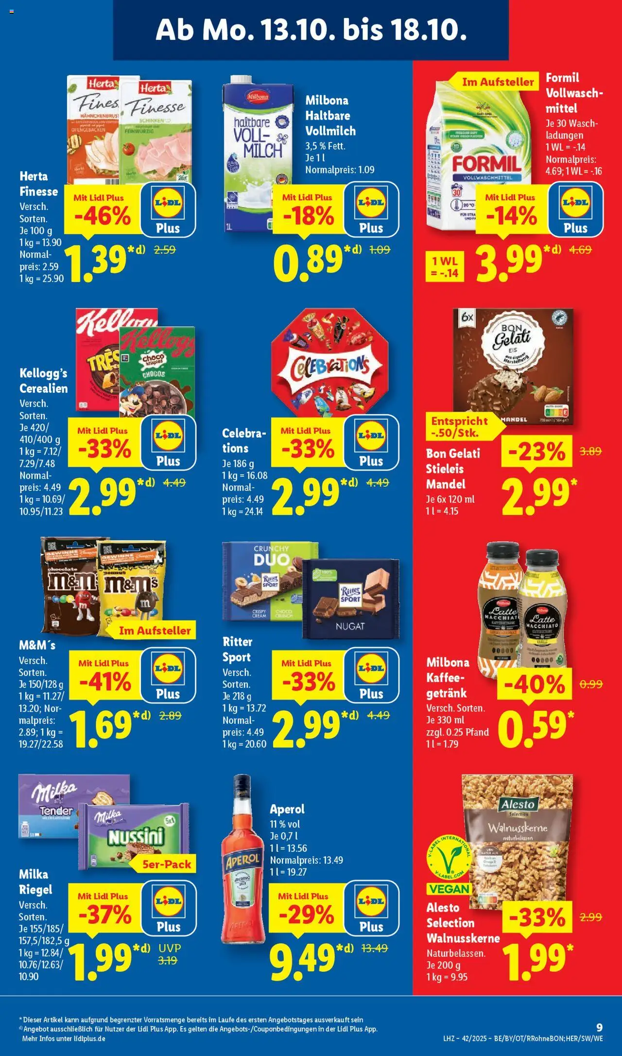 Lidl Prospekt Aarbergen – gültig ab 13.10.2025 | Seite: 15 | Produkte: Kaffee, Milka, Schinken, Hahnchenbrust