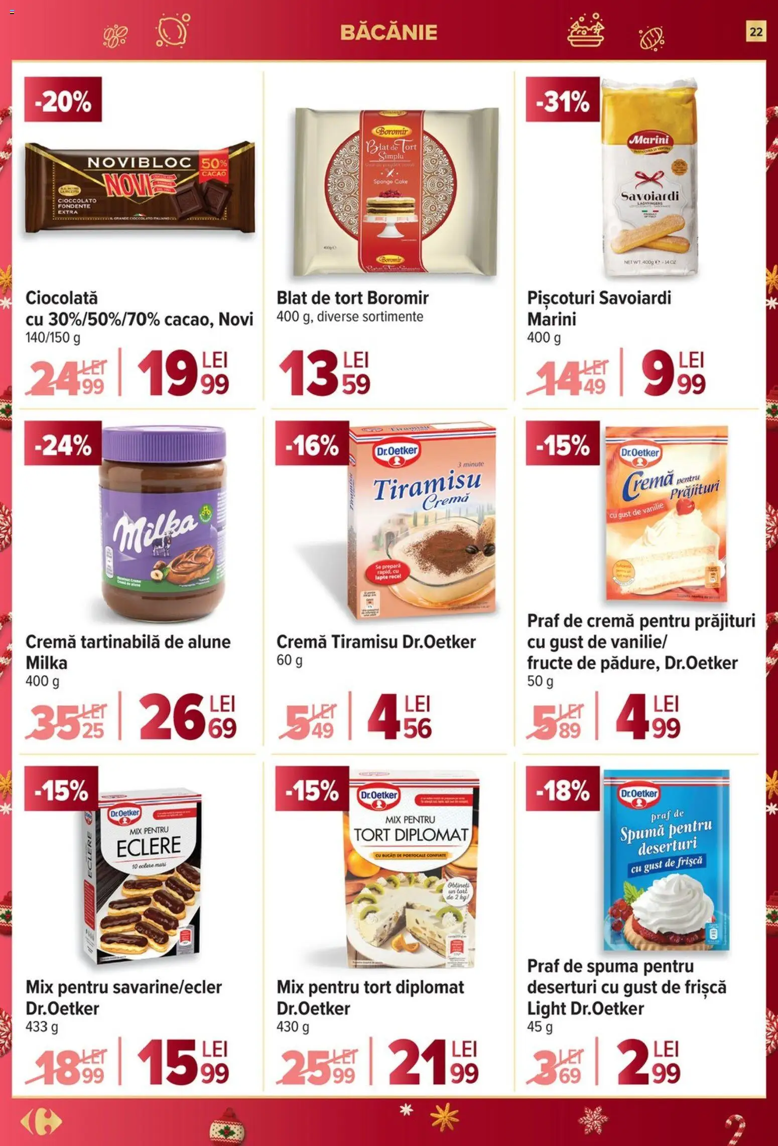 Noul catalog Carrefour – valabil de la 27.12.2025 | Pagină: 22 | Produse: Tort, Alune, Lapte, Frișcă