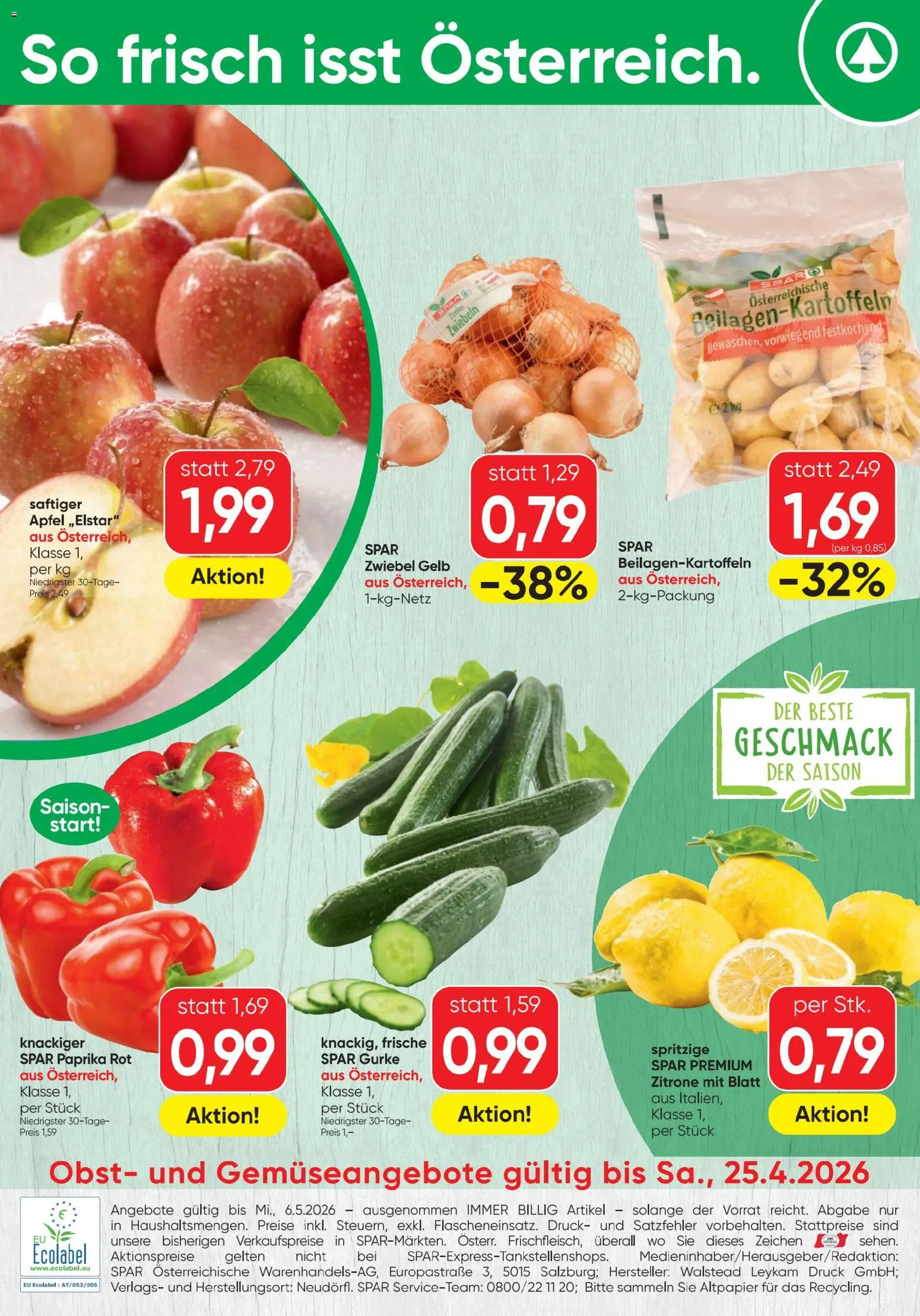 Spar - Flugblatt gültig ab 23.04.2026 | Seite: 24 | Produkte: Zwiebeln, Obst, Zitrone, Äpfel