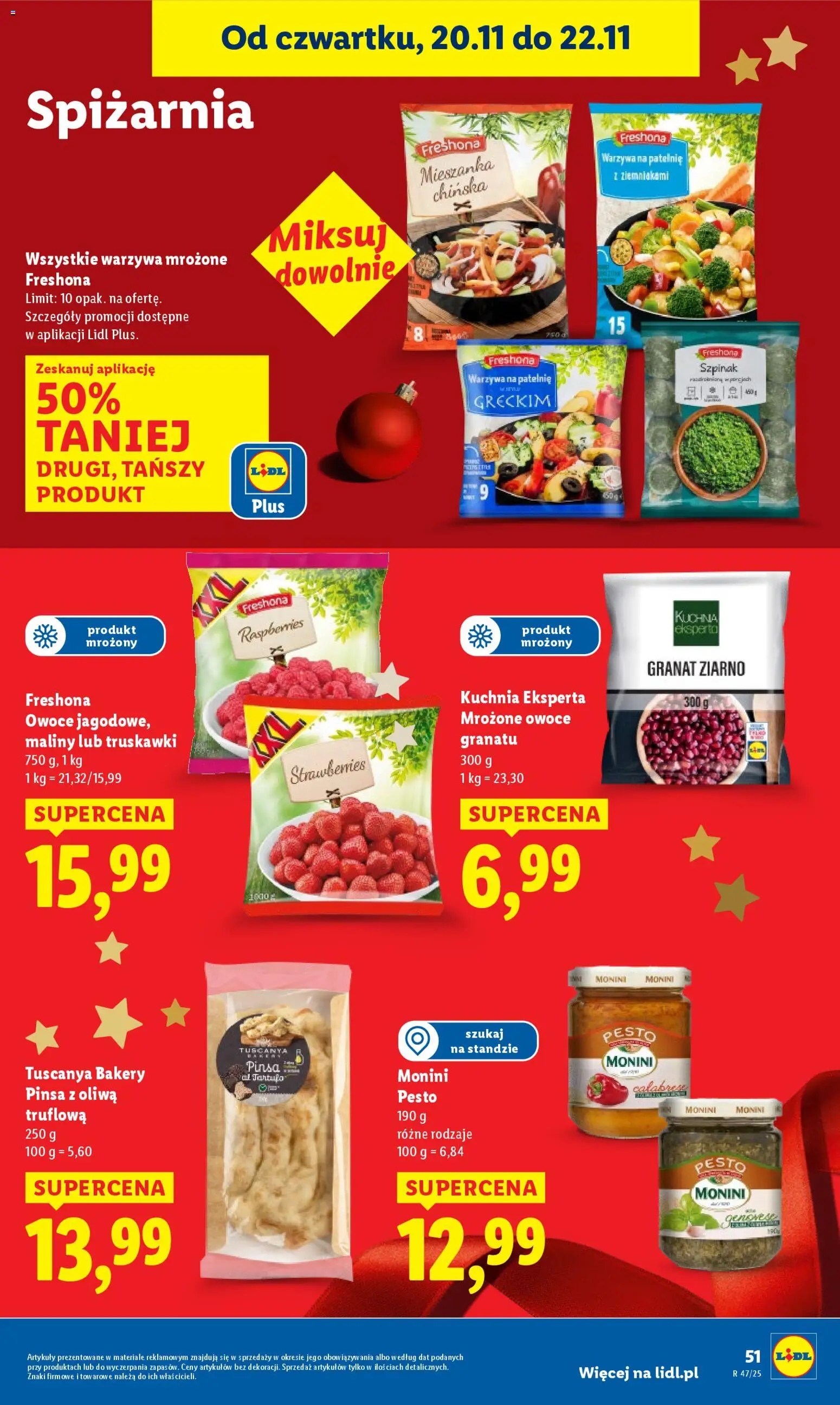 Lidl Gazetka od 20.11.2025 | Strona: 55 | Produkty: Warzywa na patelnie, Szpinak, Mieszanka chińska, Owoce