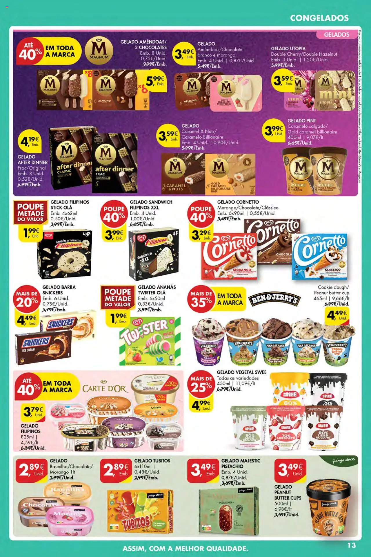 Pingo Doce Poupe Esta Semana Açores │ válido de 18.09.2025 | Página: 13 | Produtos: Filipinos, Chocolates, Chocolate, Gelado sandwich