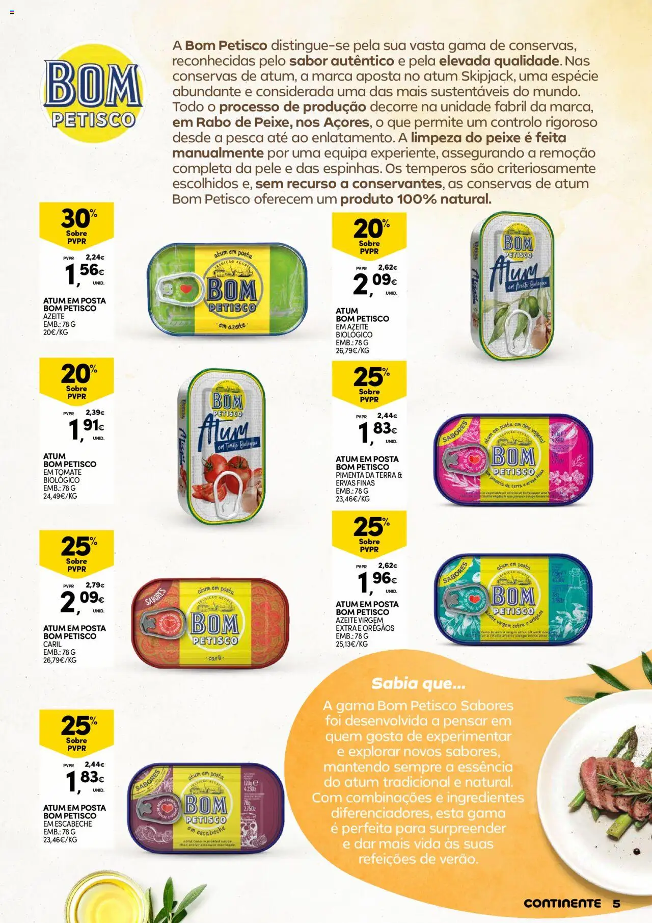 Continente - Conservas e Companhia: Como é bom ter qualidade sempre à mão │ válido de 12.08.2025 | Página: 5 | Produtos: Atum, Porta, Orégãos, Pimenta