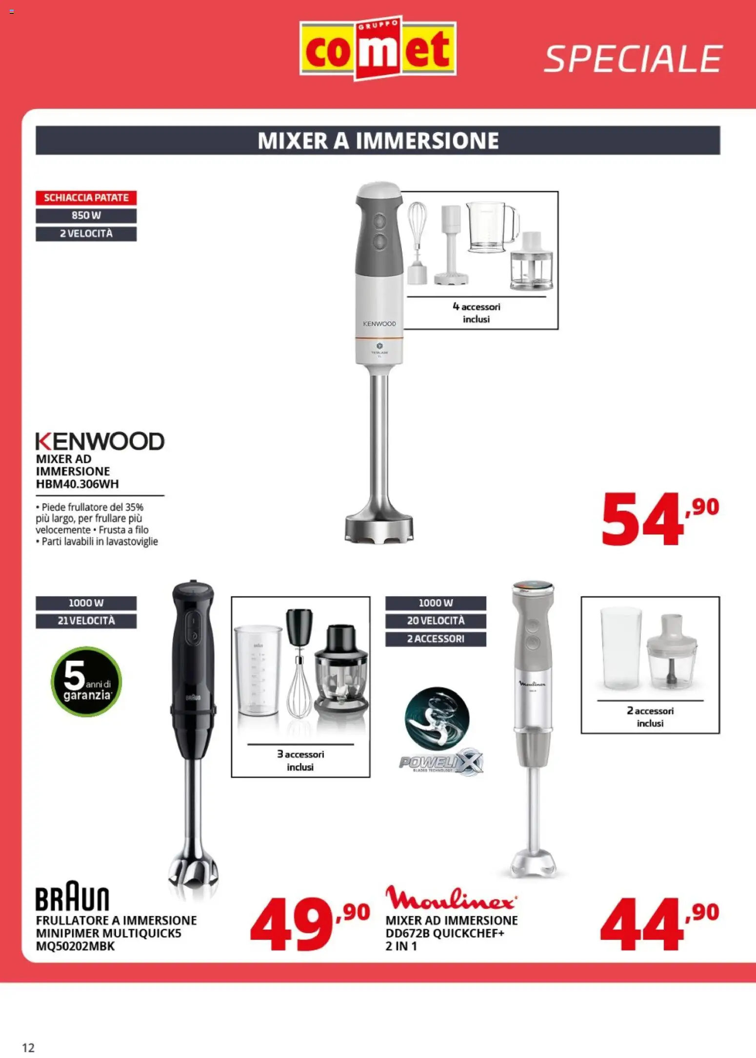 Volantino Comet del 20.03.2026 | Pagina: 12 | Prodotti: Frullatore, Patate, Lavastoviglie, Mixer