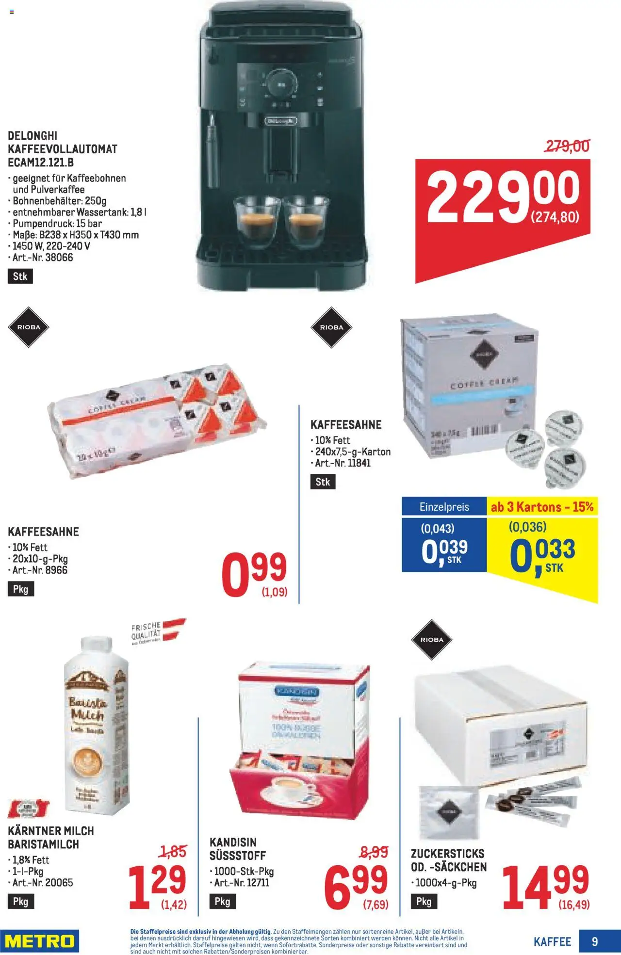 Metro  Kaffee Spezial gültig ab 04.09.2025 | Seite: 9 | Produkte: Milch, Kaffee
