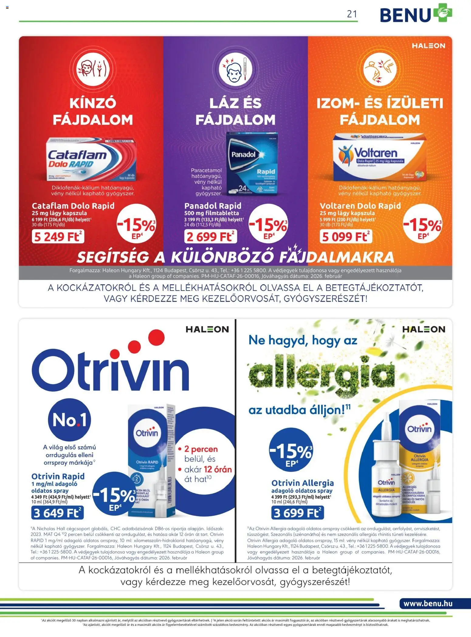 BENU Gyógyszertárak akciós ujság - amely érvényes a következő dátumtól: 04.04.2026 | Oldal: 21