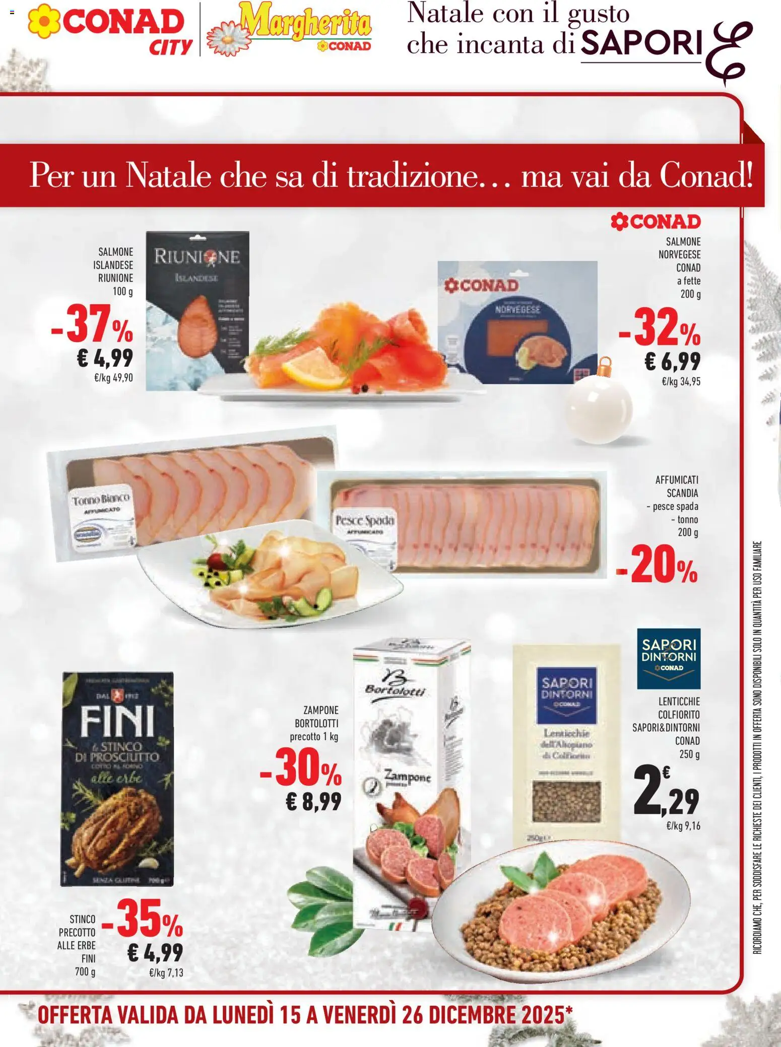 Volantino Conad del 15.12.2025 | Pagina: 13 | Prodotti: Salmone, Pesce, Lenticchie, Tonno